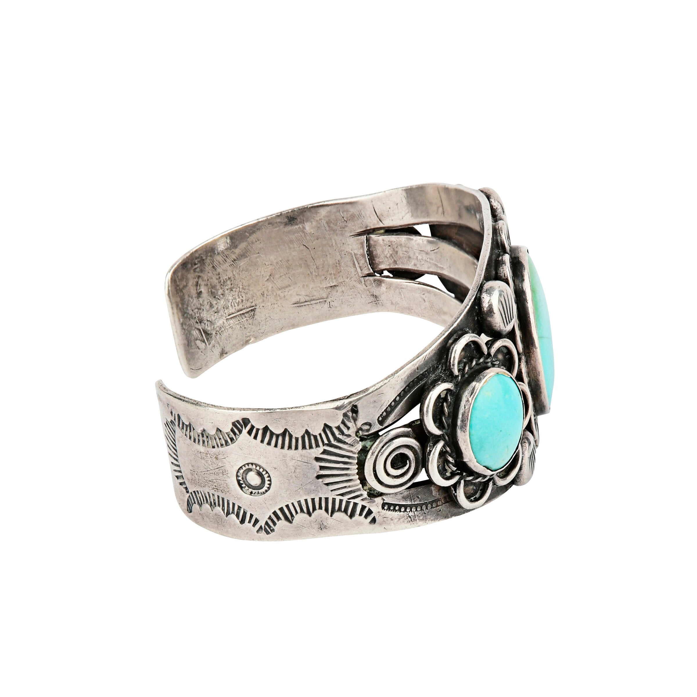 Vintage Tres Flores Turquoise Cuff, c. 1950's