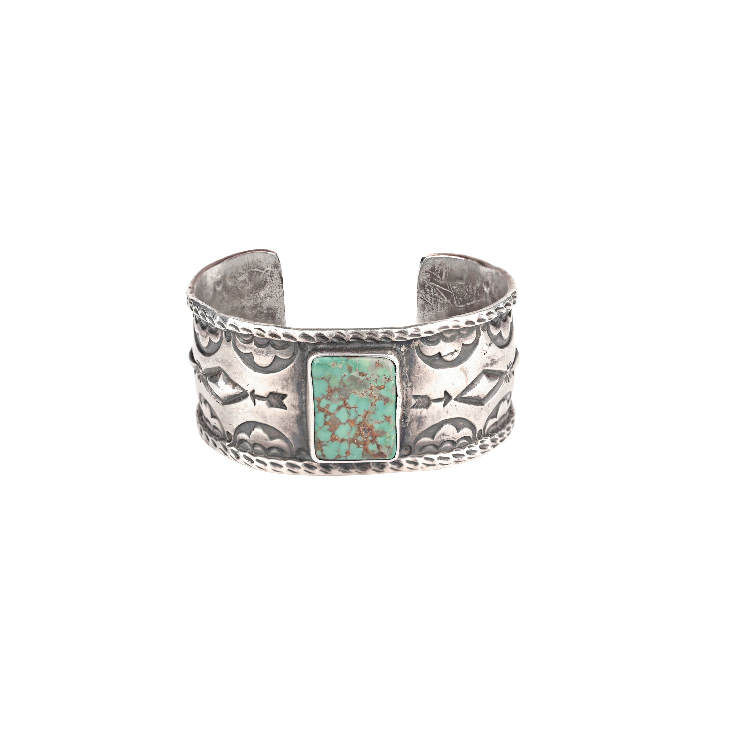 Vintage Stamped Turquoise Arrow Cuff, c. 1940's