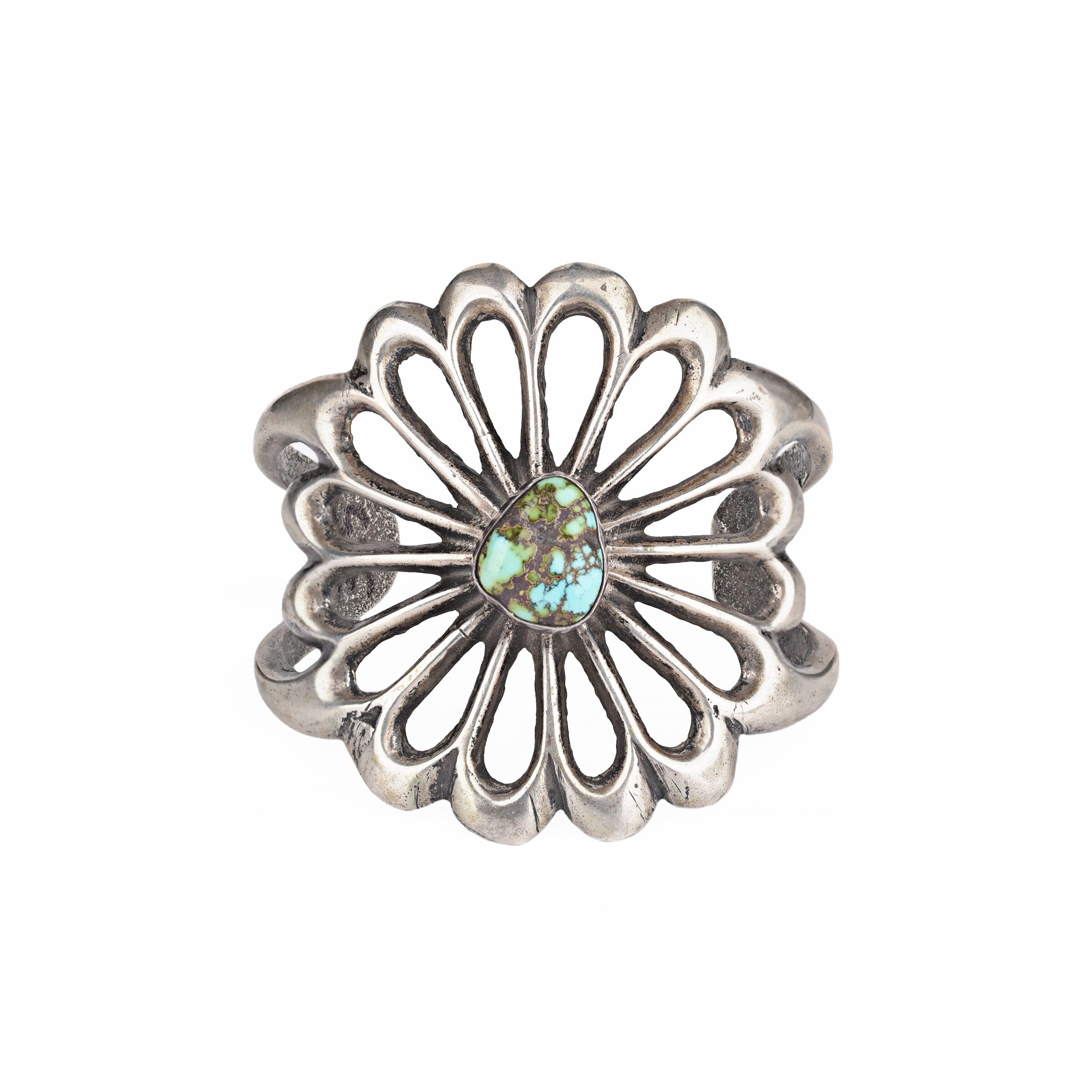 Vintage Sand Cast Turquoise Cuff, c. 1940's