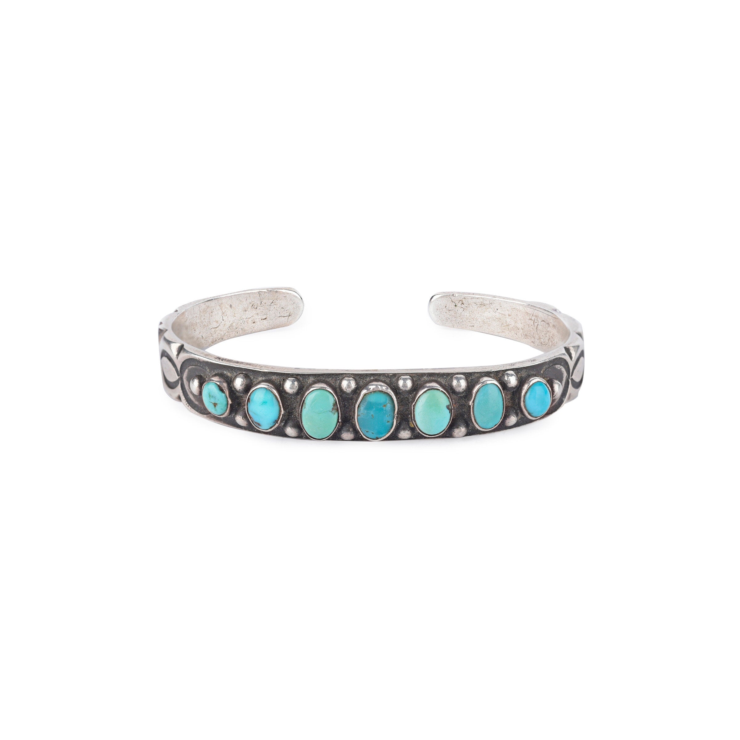 Vintage Navajo Turquoise Row Cuff, c. 1950's