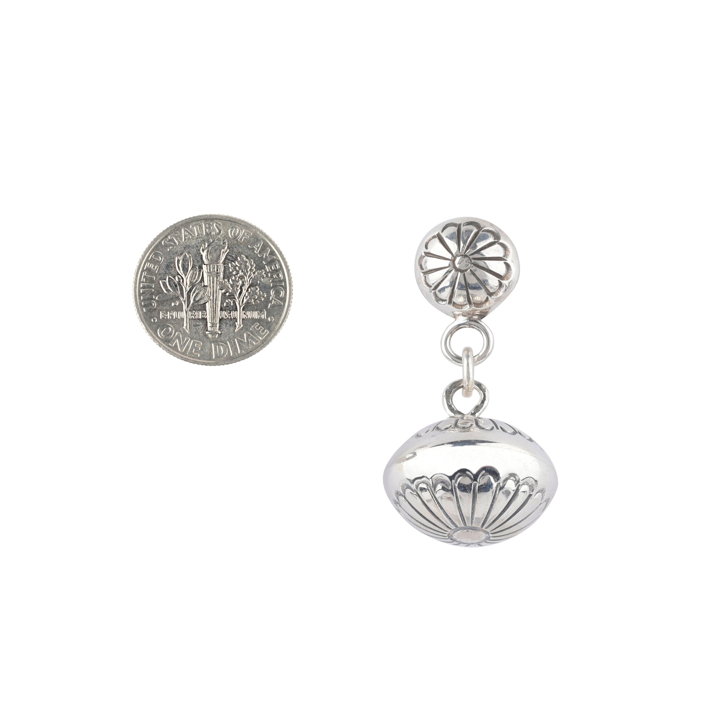 Marie Yazzie Dangle Earrings, native, sterling silver, made in USA, artisan