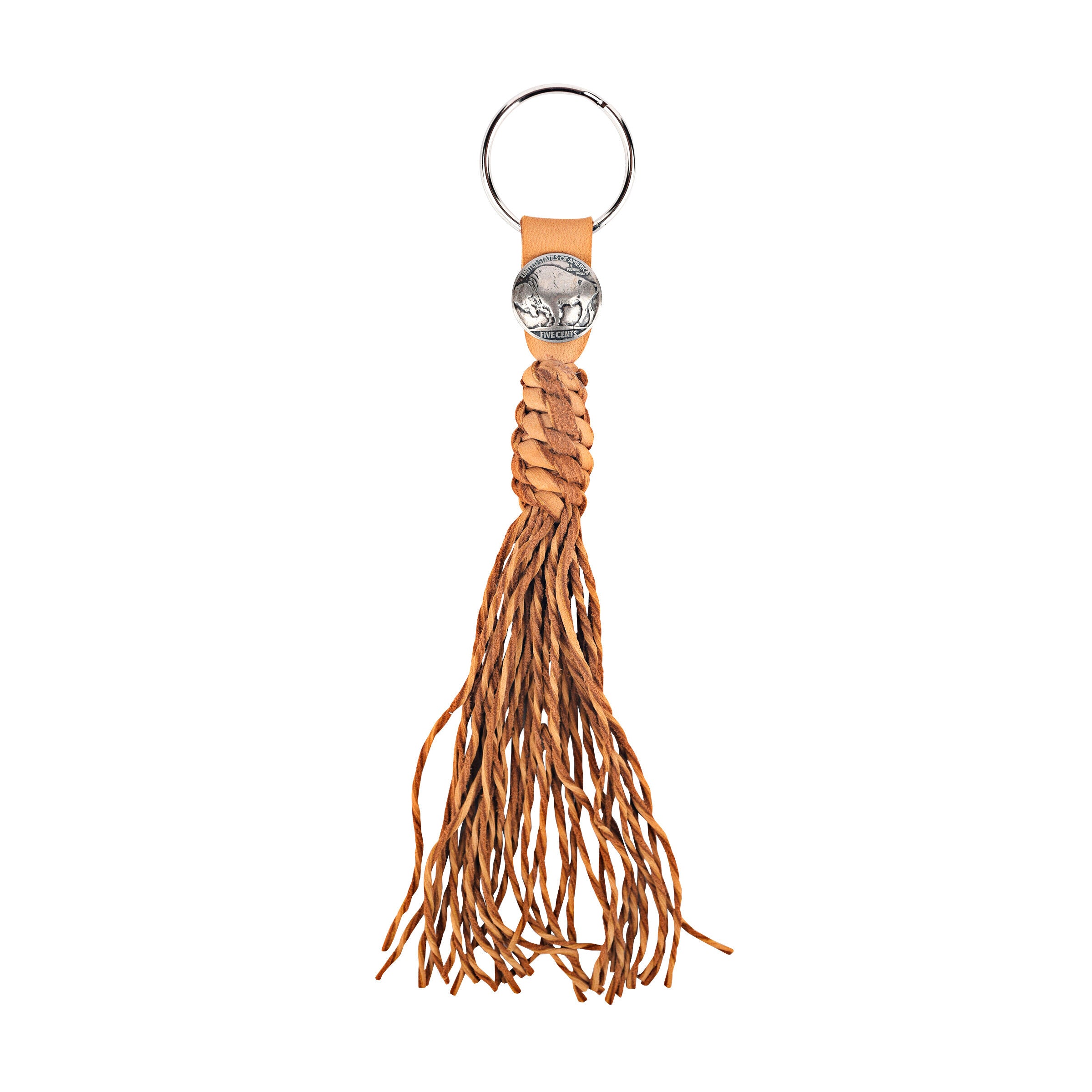 Lampman Tan Leather Fringe Key Chain