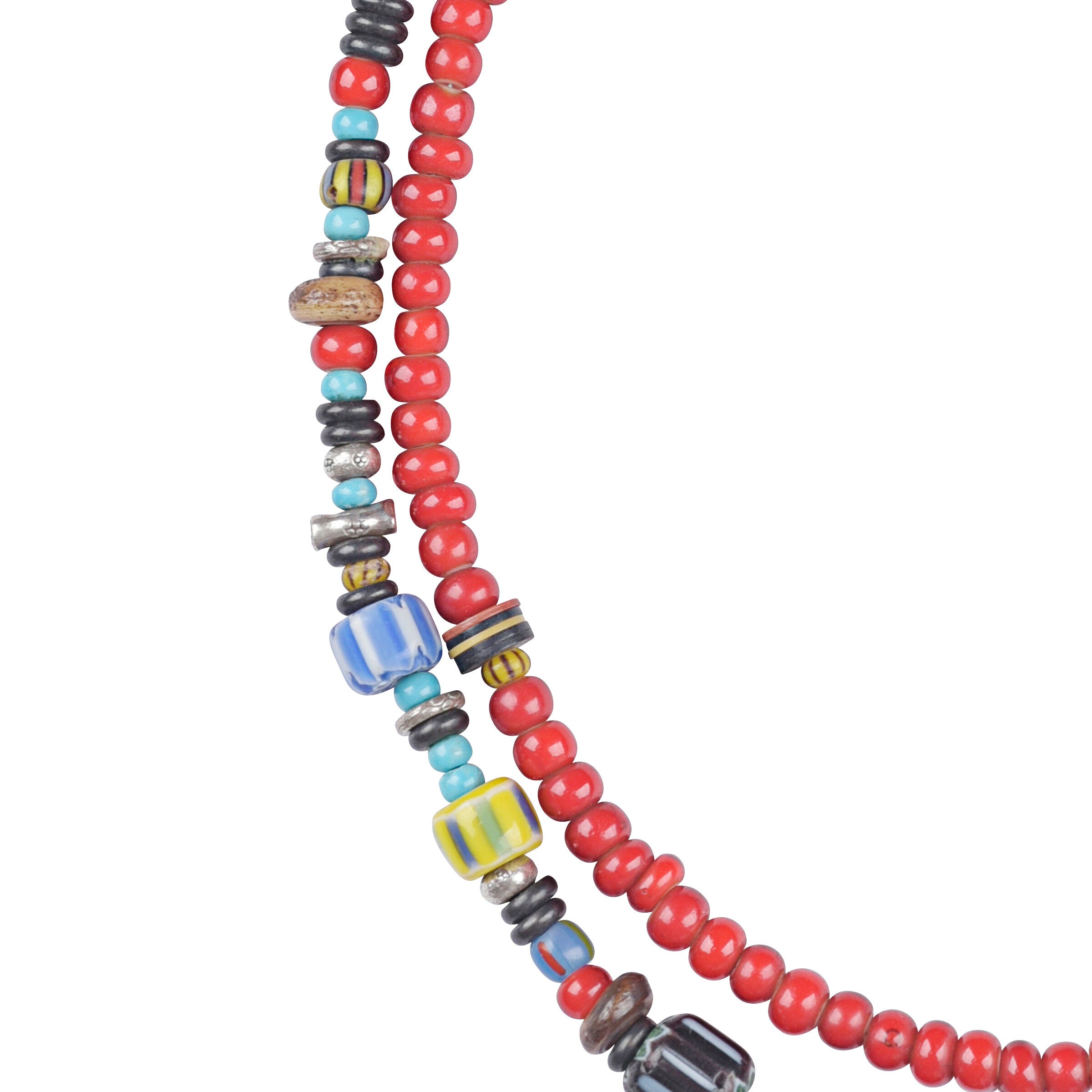 White Heart Trade Bead Necklace