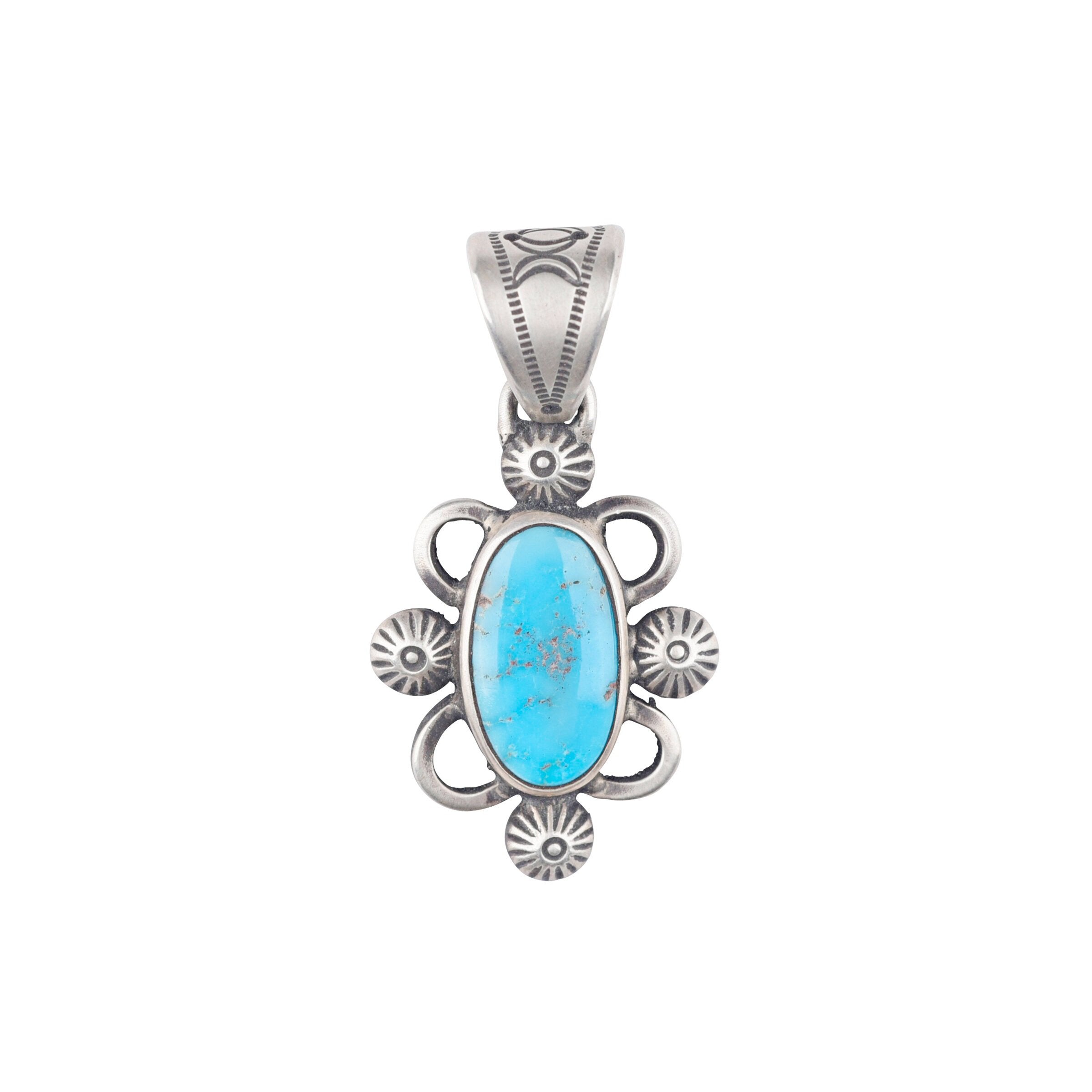 Alex Horst Estrella Azul Pendant. Sterling silver handmade pendant with Kingman Turquoise.
