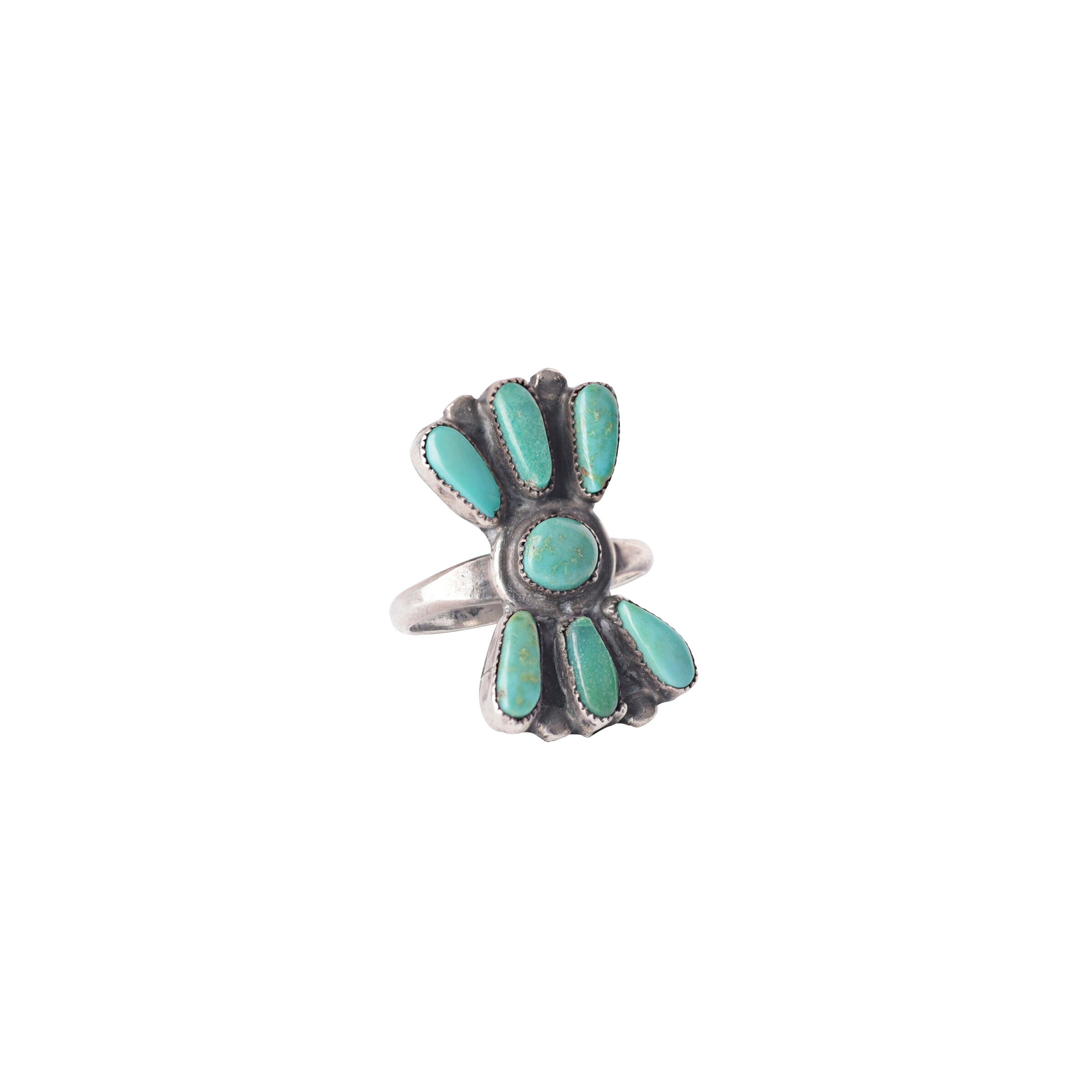 Vintage Zuni Seven Stone Turquoise Ring, c. 1950's