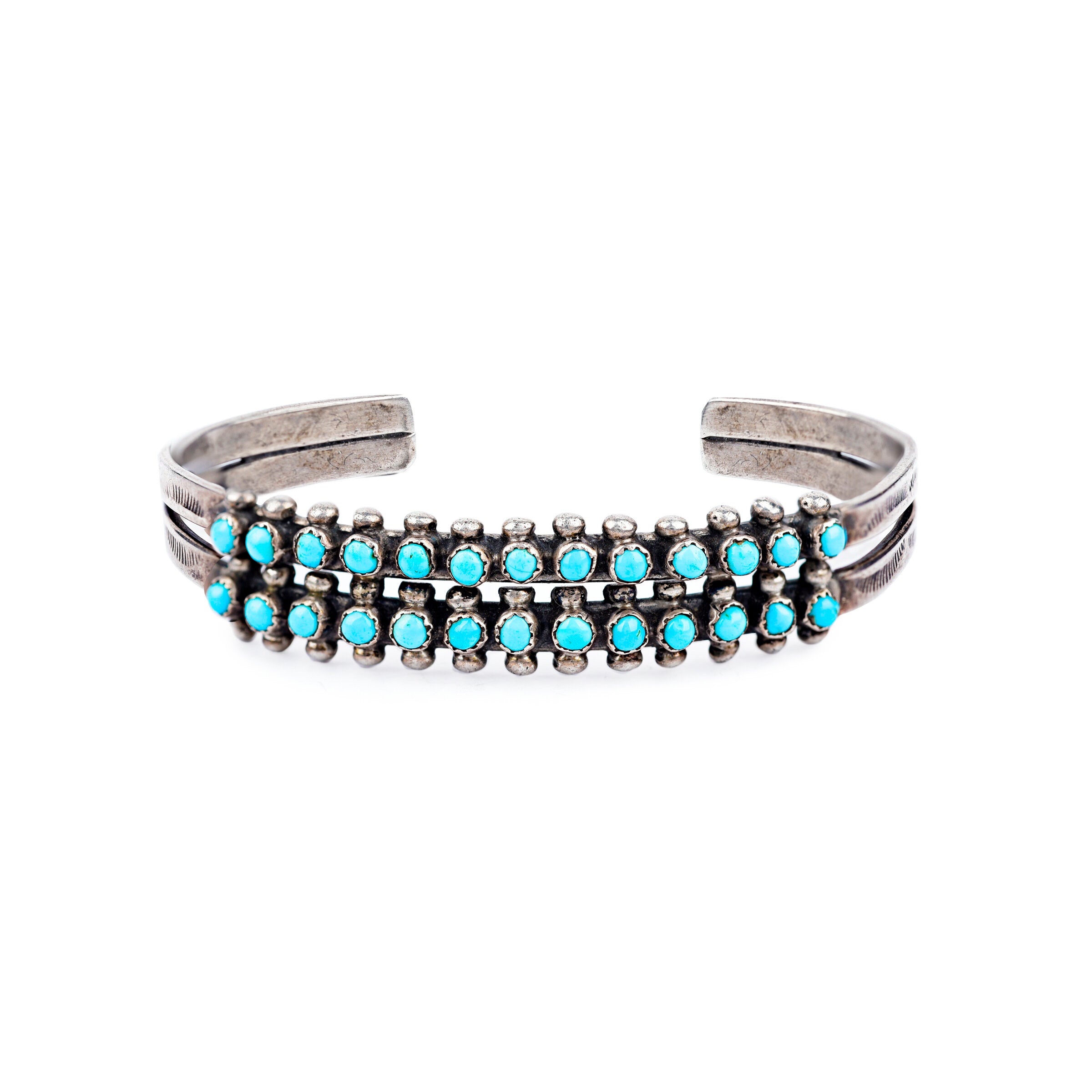 Vintage Zuni Petit Point Turquoise Cuff, c. 1950's
