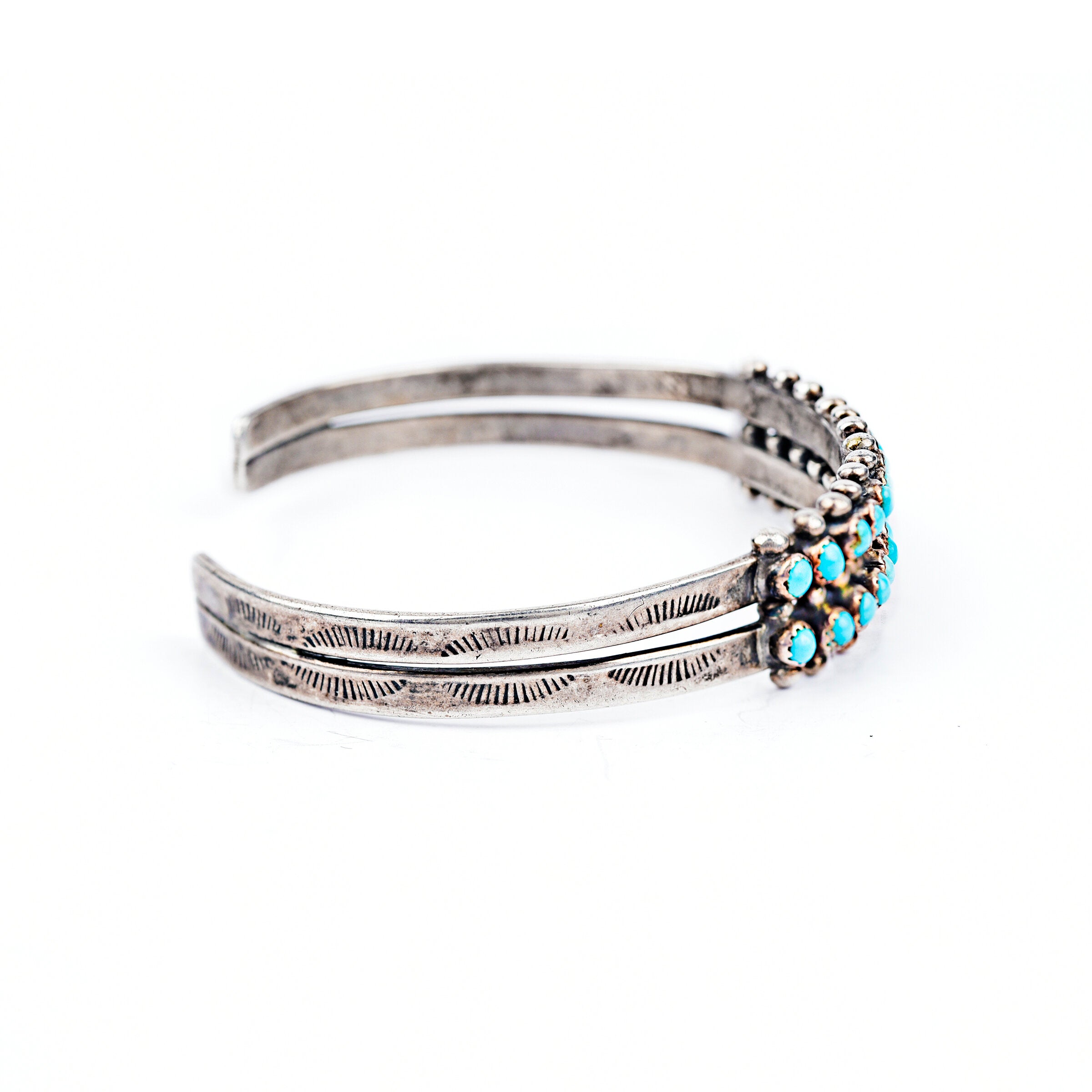 Vintage Zuni Petit Point Turquoise Cuff, c. 1950's