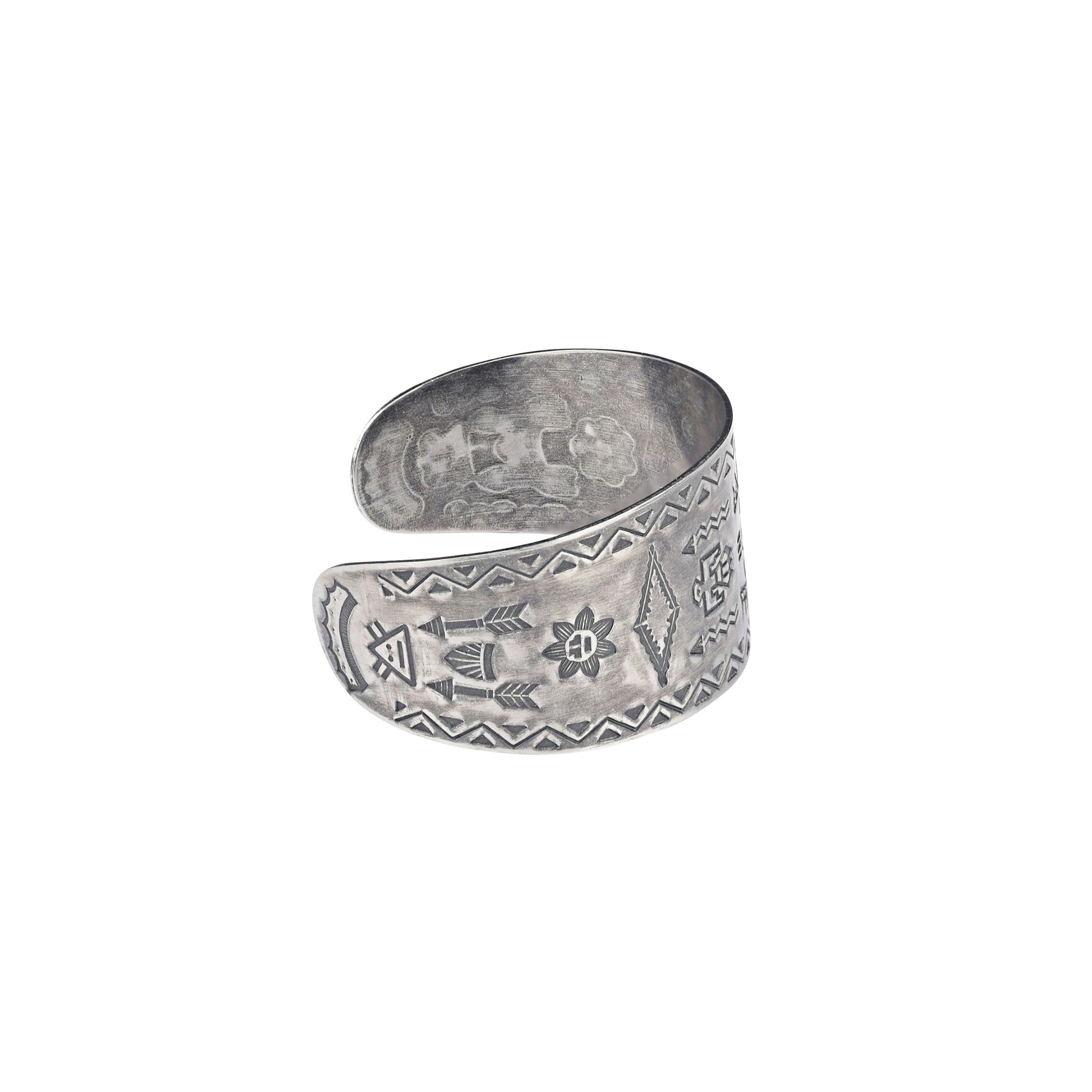 Vintage Zia and Thunderbird Stamped Cuff, c. 1960's