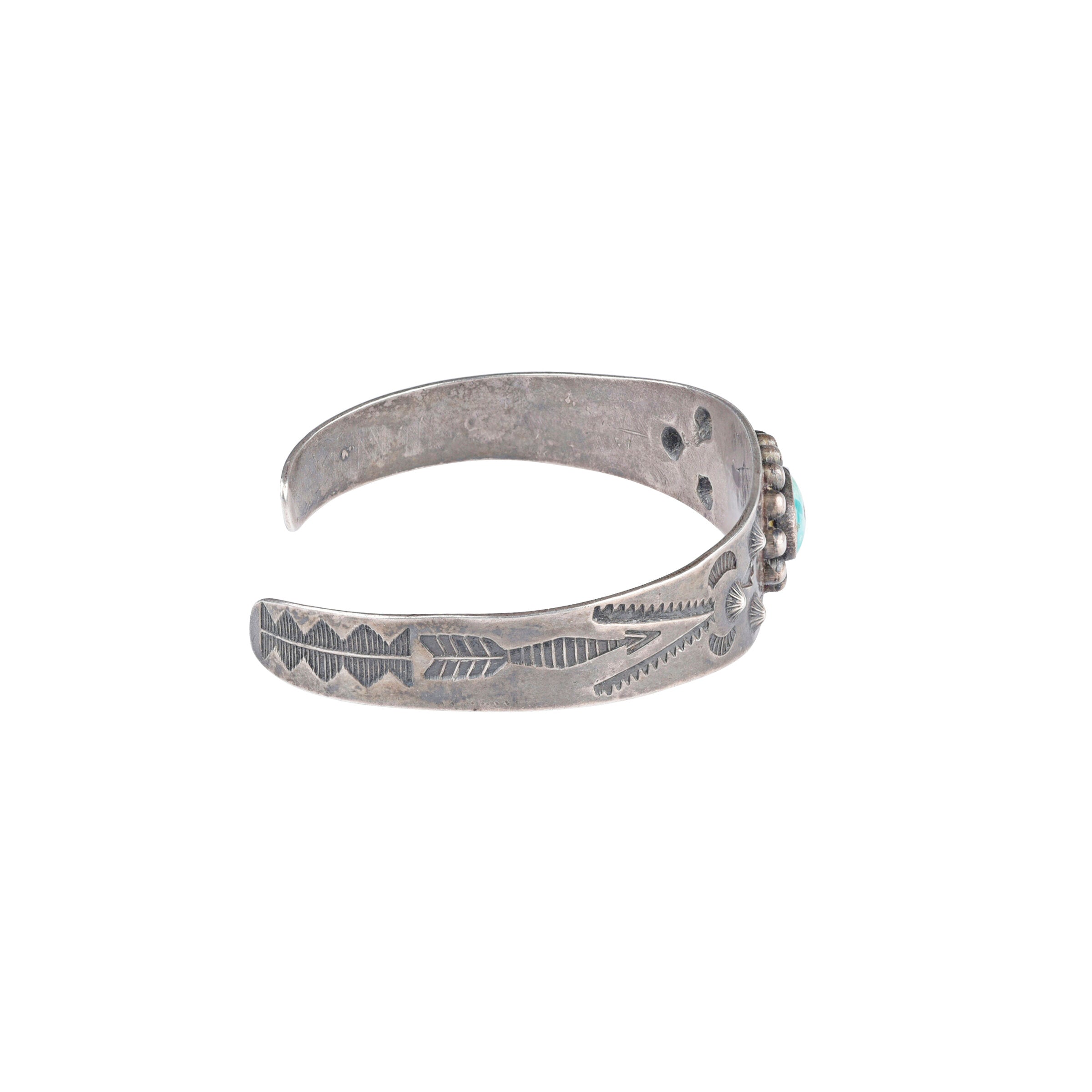 Vintage Turquoise Arrow Stamped Cuff, c. 1940's