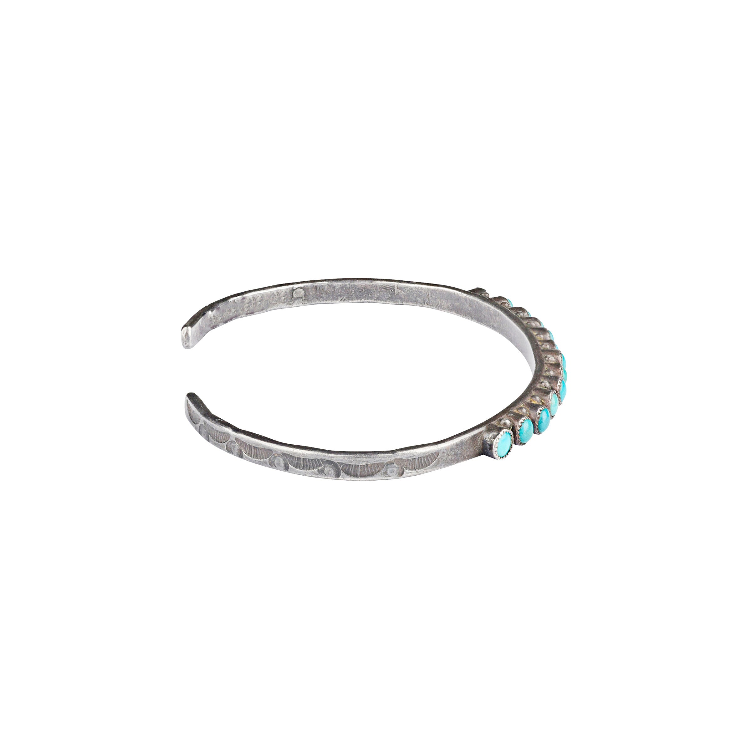 Vintage Zuni Saw Tooth Turquoise Stone Cuff, c. 1940's