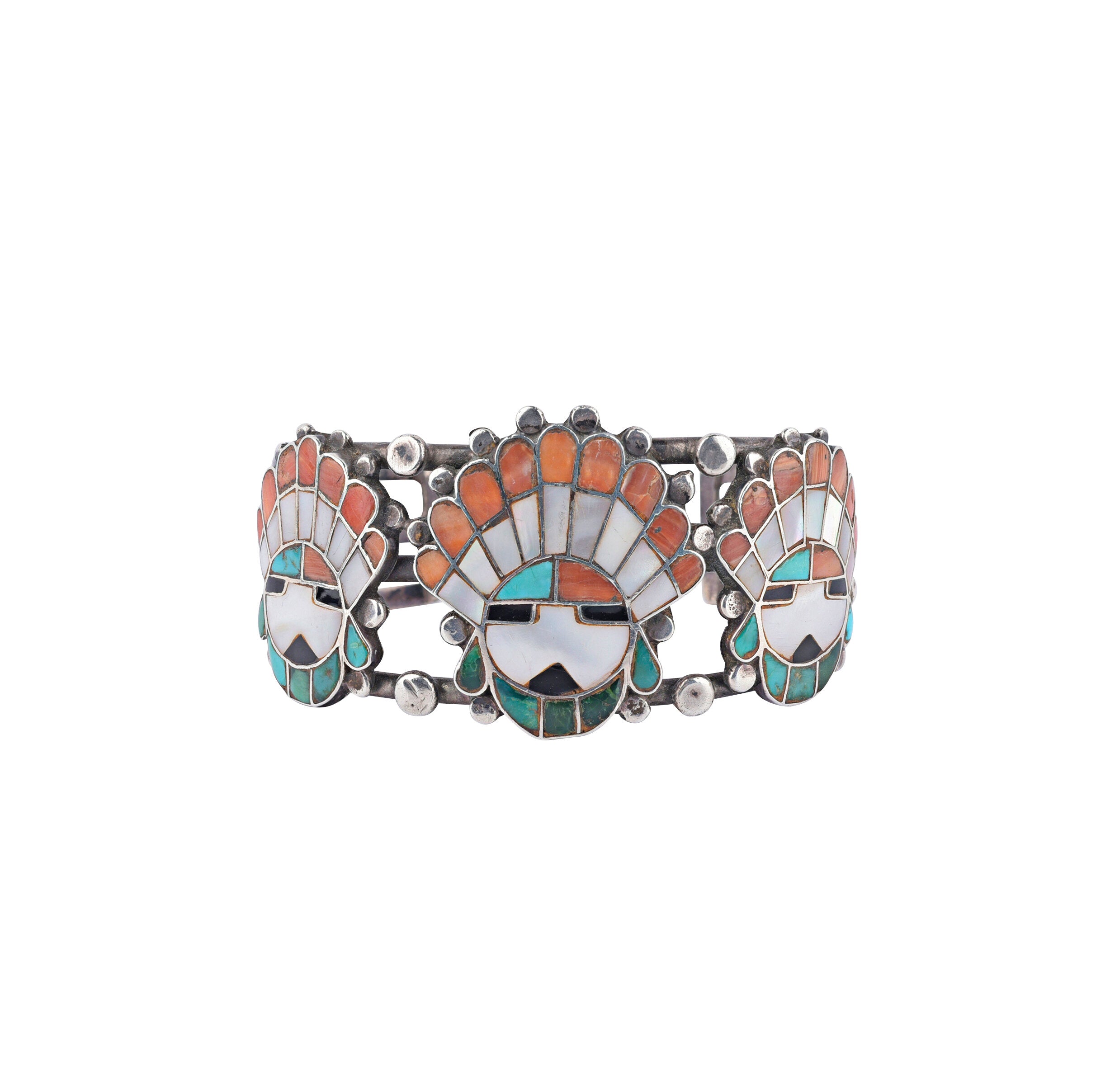 Vintage Zuni Three Chief Cuff, c. 1950's