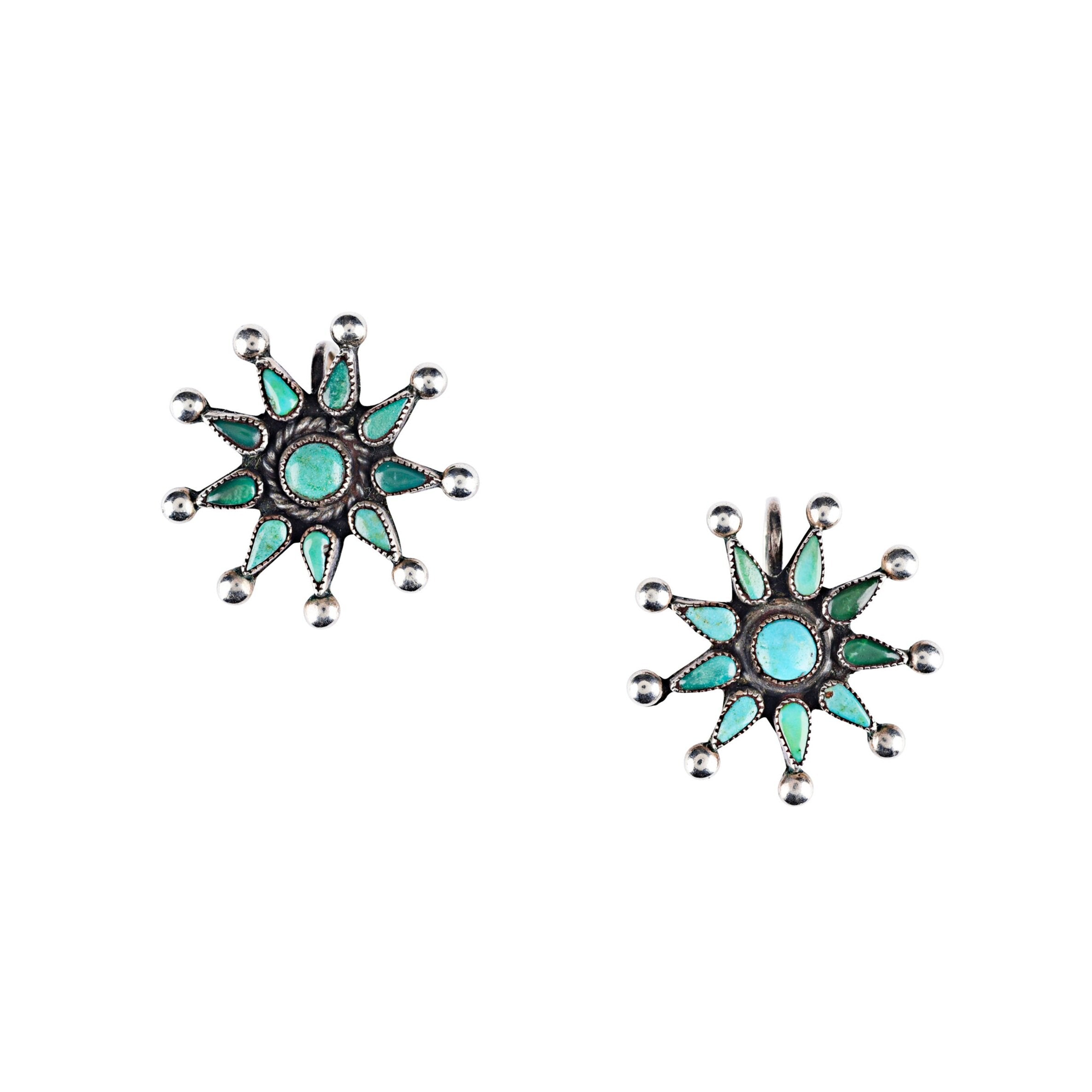 Vintage Zuni Starshine Teardrop Earrings