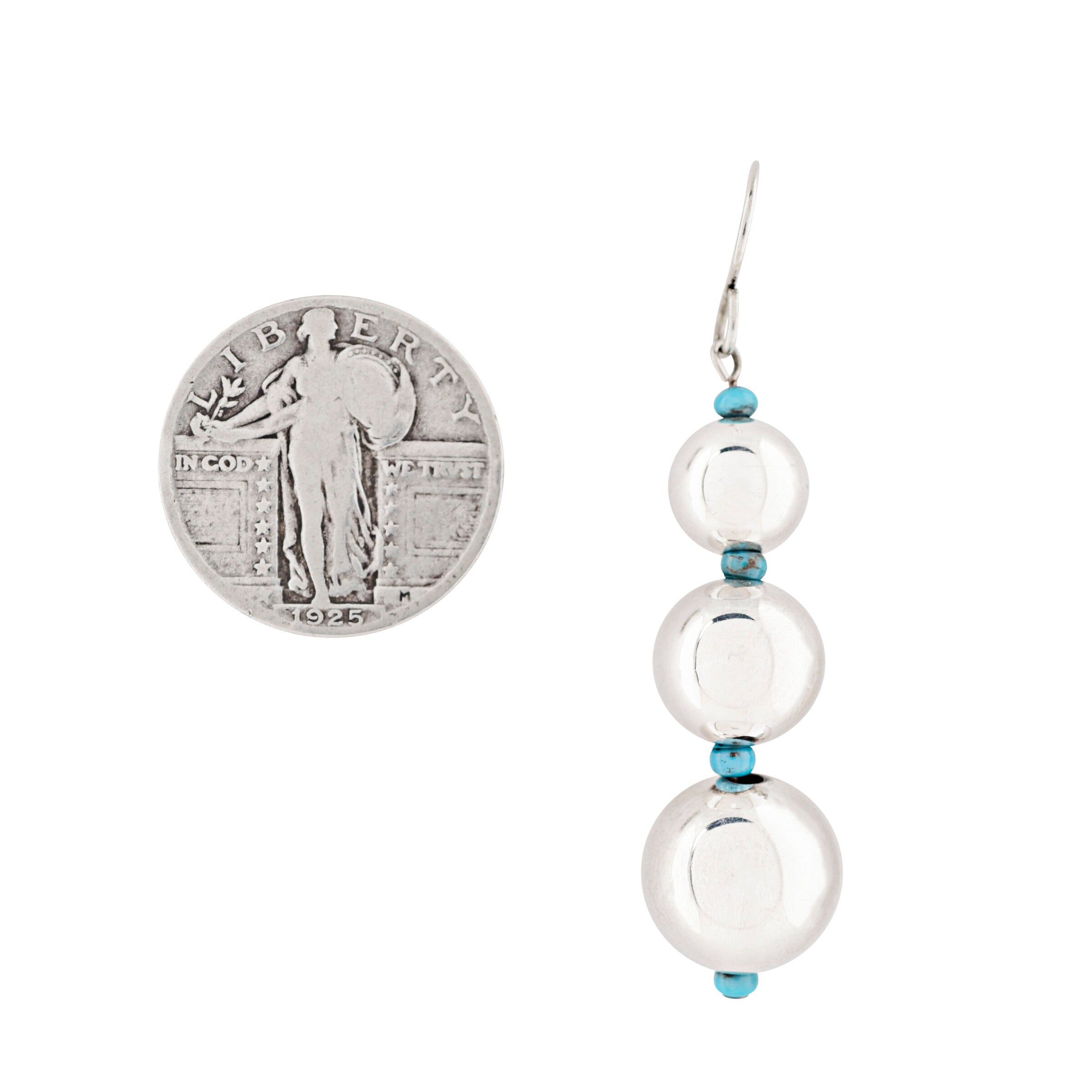 Sterling Silver Bead and Turquoise Earrings