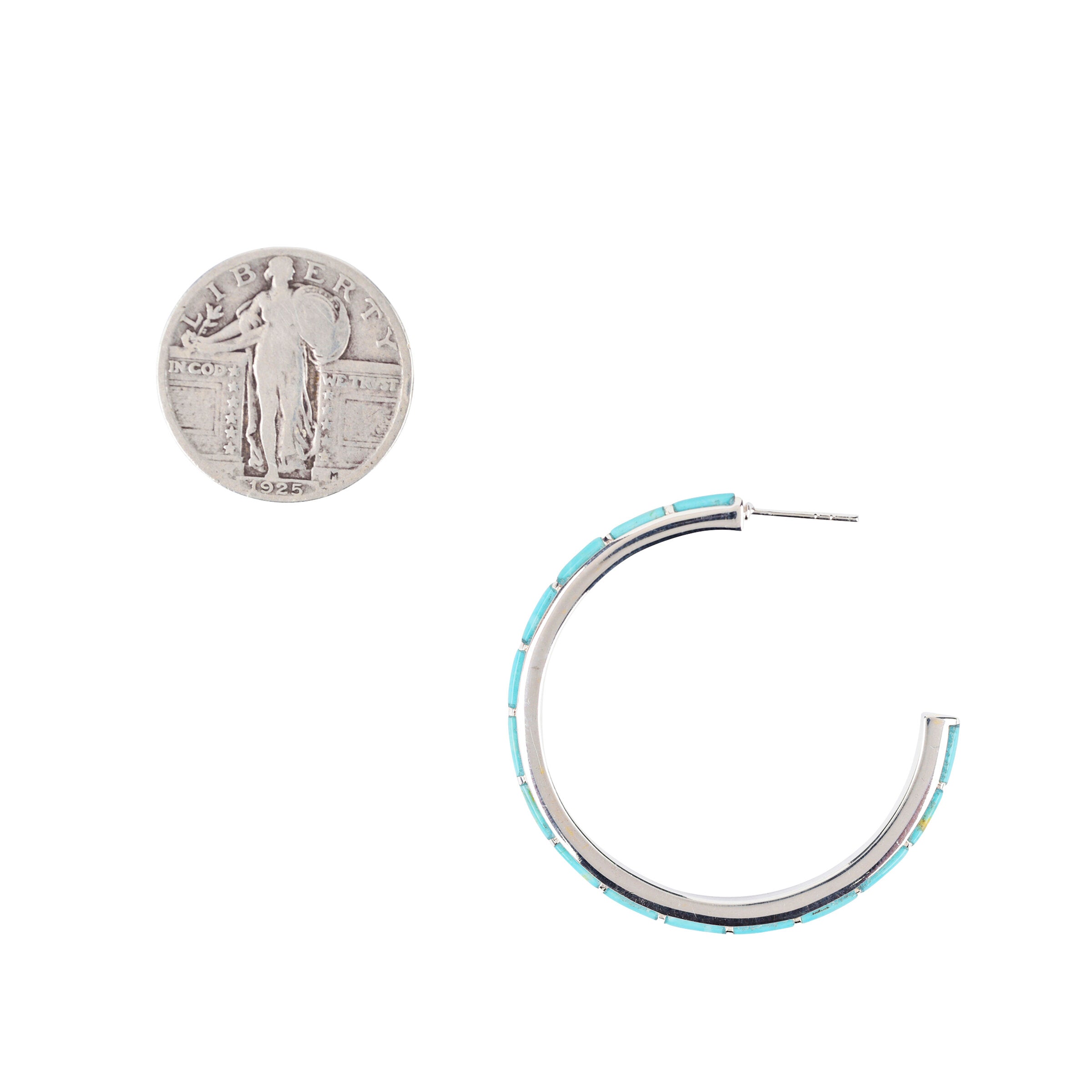 Slatted Turquoise Hoop Earrings - Large