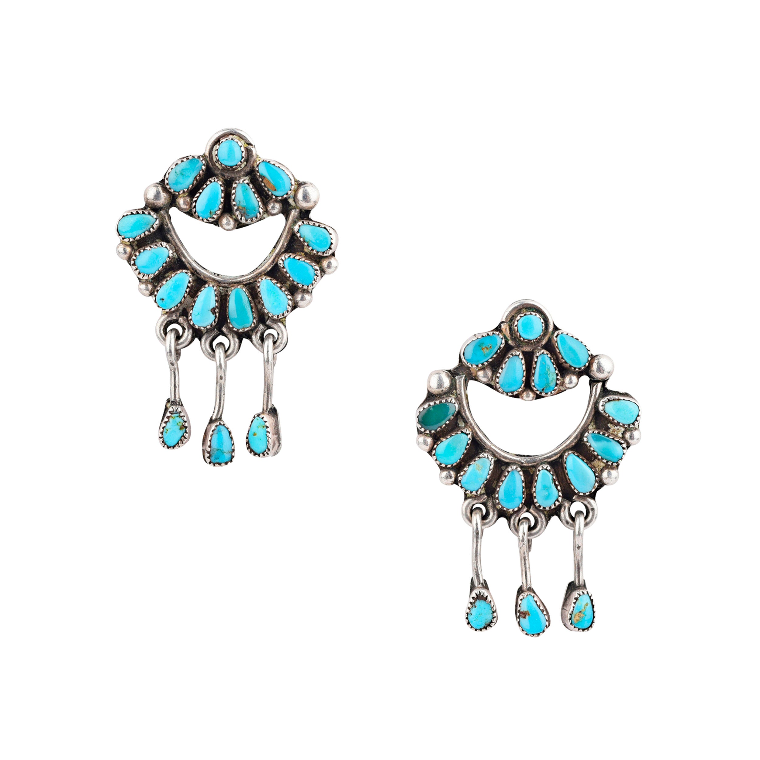 Vintage Turquoise Cluster Earrings, c. 1950's