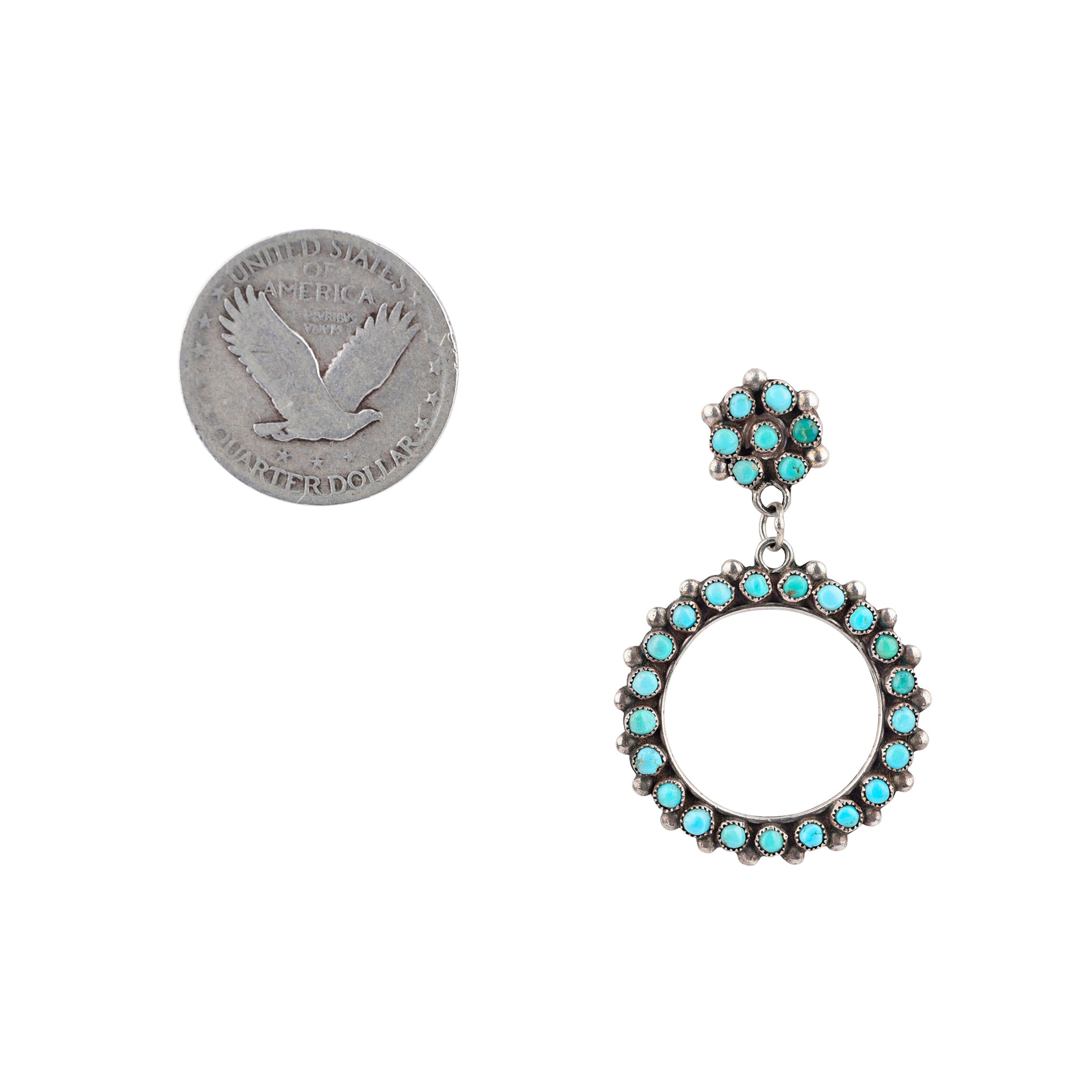 Vintage Turquoise Speckle Circle Earrings, c. 1940's