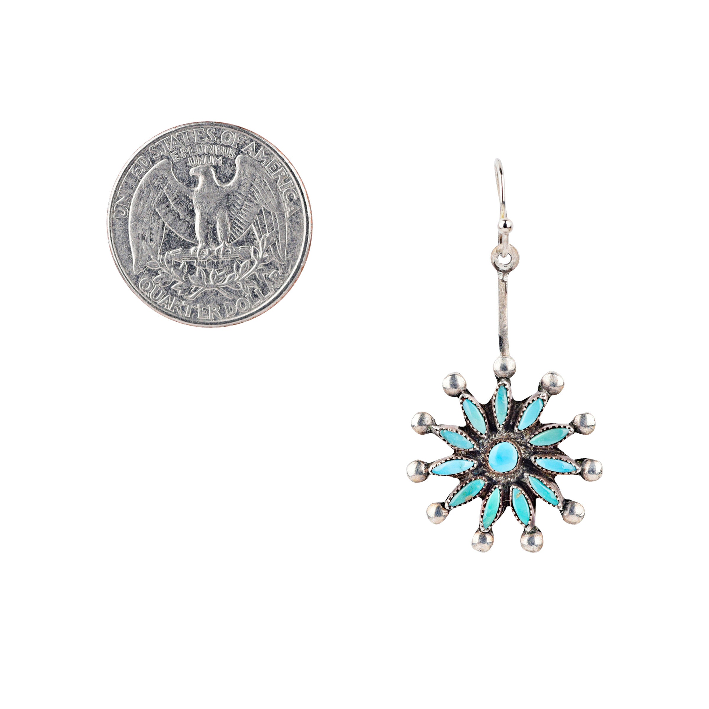 Vintage Zuni Cluster Turquoise Earrings, c 1950's