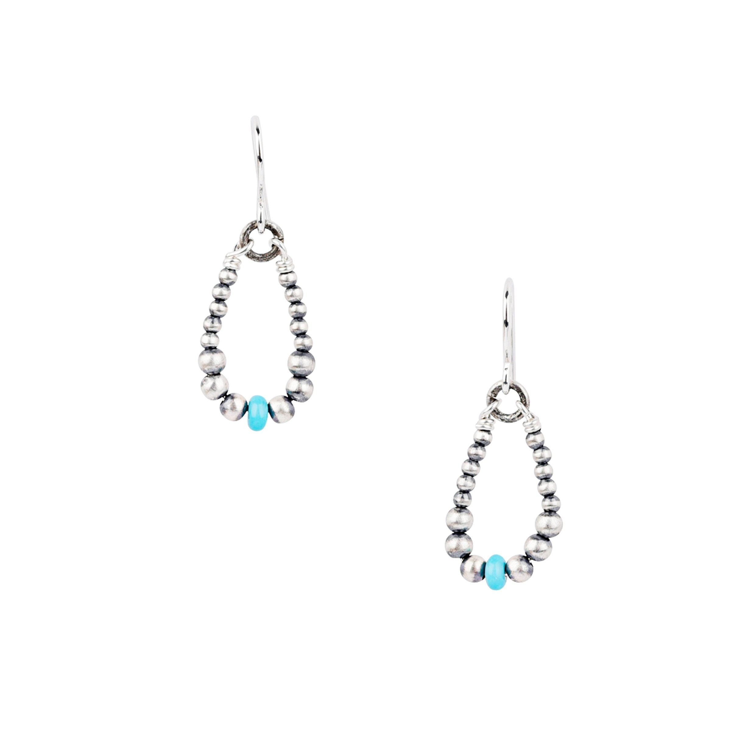 KRS Turquoise Wish Earrings, sterling silver, made in USA, accessory, desert pearl