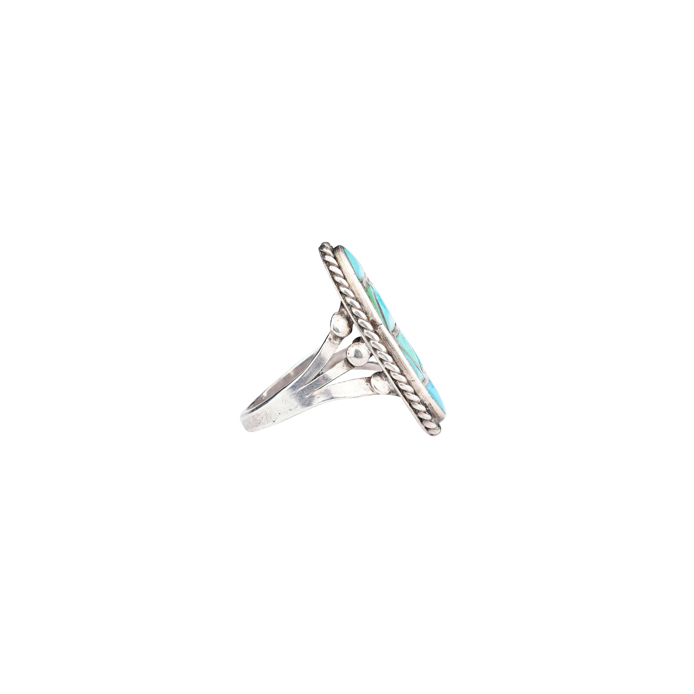 Vintage Zuni Turquoise Mountain Ring - Size 8 1/2