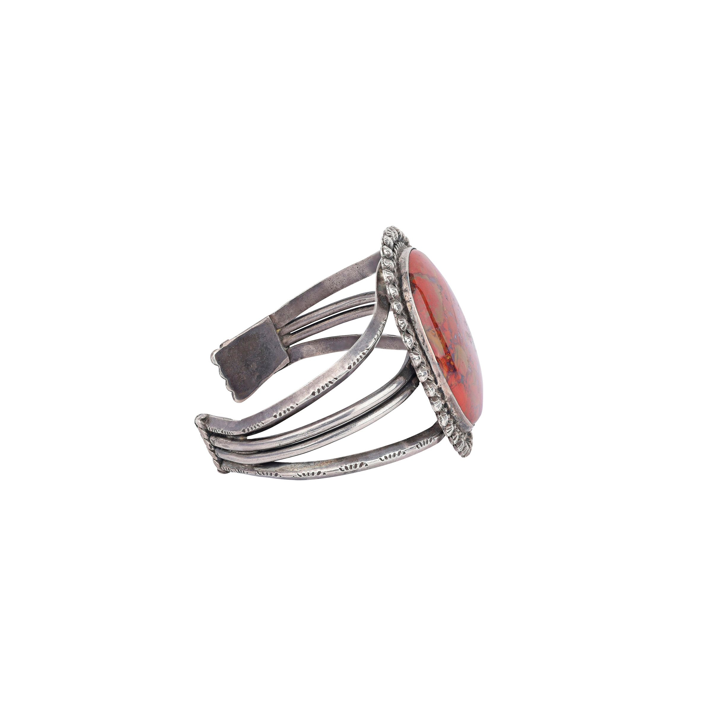 Vintage Silver Cuff with Red Agate