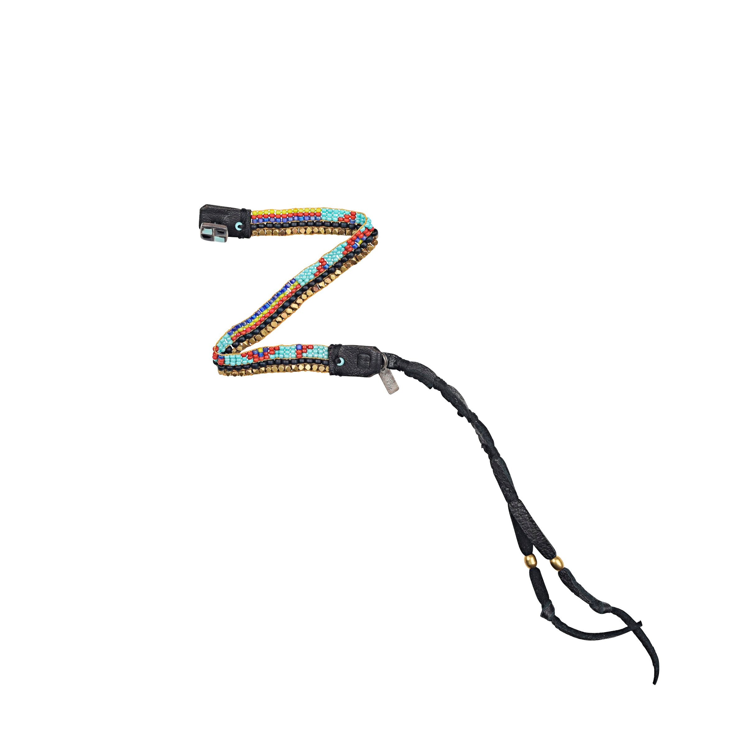 Chili Rose Beaded Bracelet on Leather