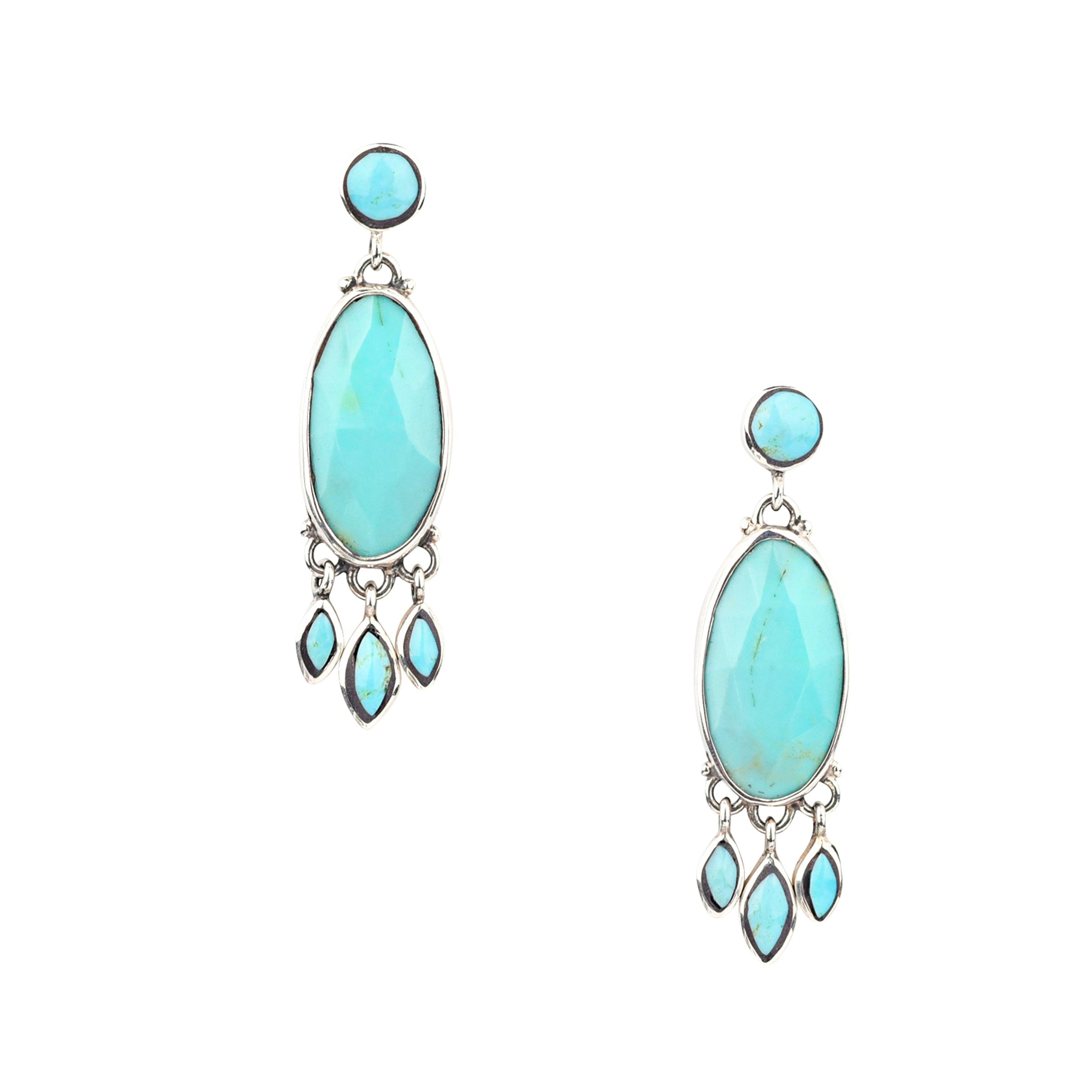 Faceted Turquoise Post Earrings