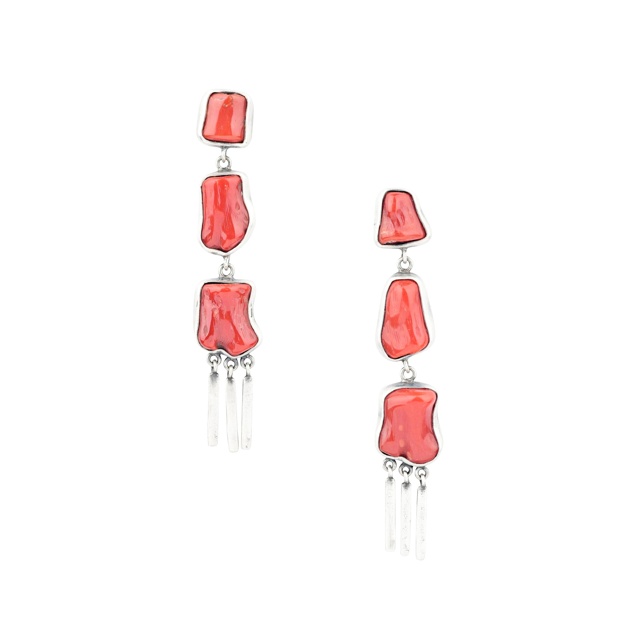 Coral Nugget Post Earrings
