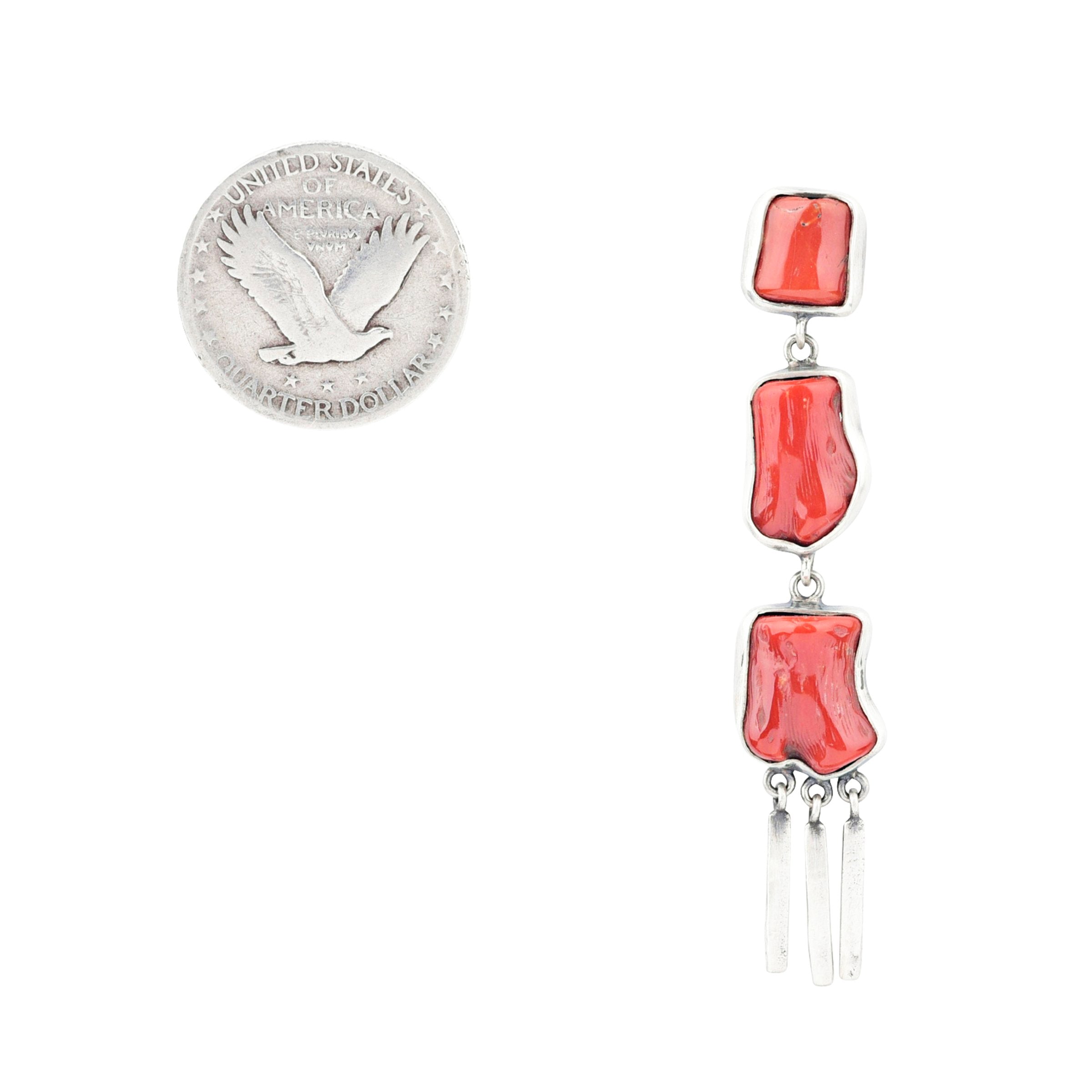 Coral Nugget Post Earrings