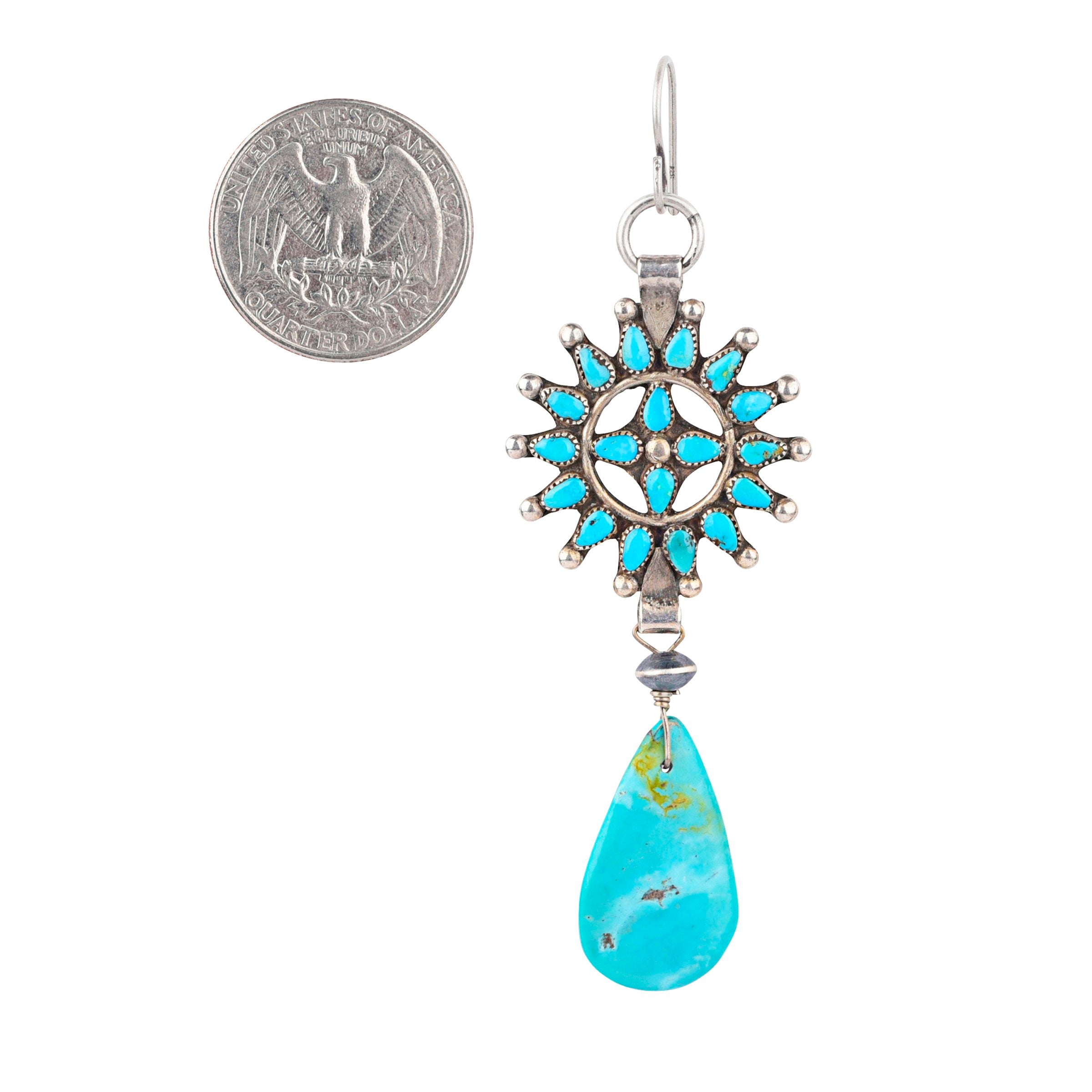 Vintage Repurposed Turquoise Petit Point Drop Earrings