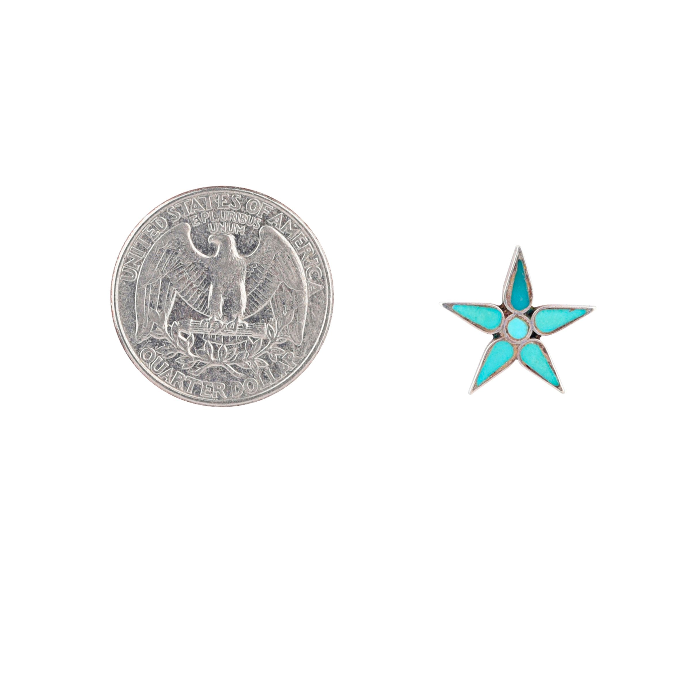 Vintage Turquoise Star Inlay Earrings