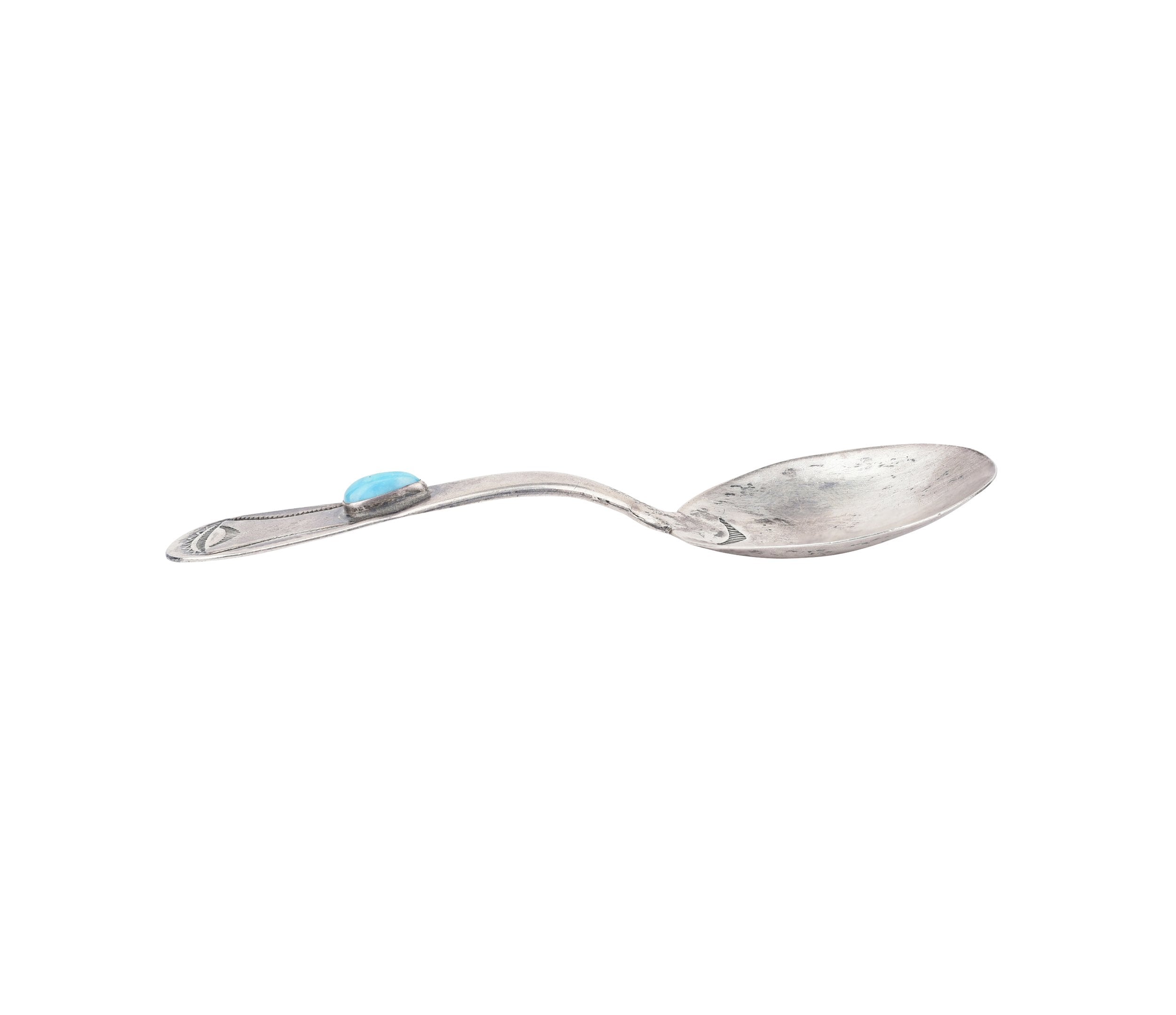 Vintage Navajo Spoon, c. 1950's, turquoise, sterling silver, native, made in USA