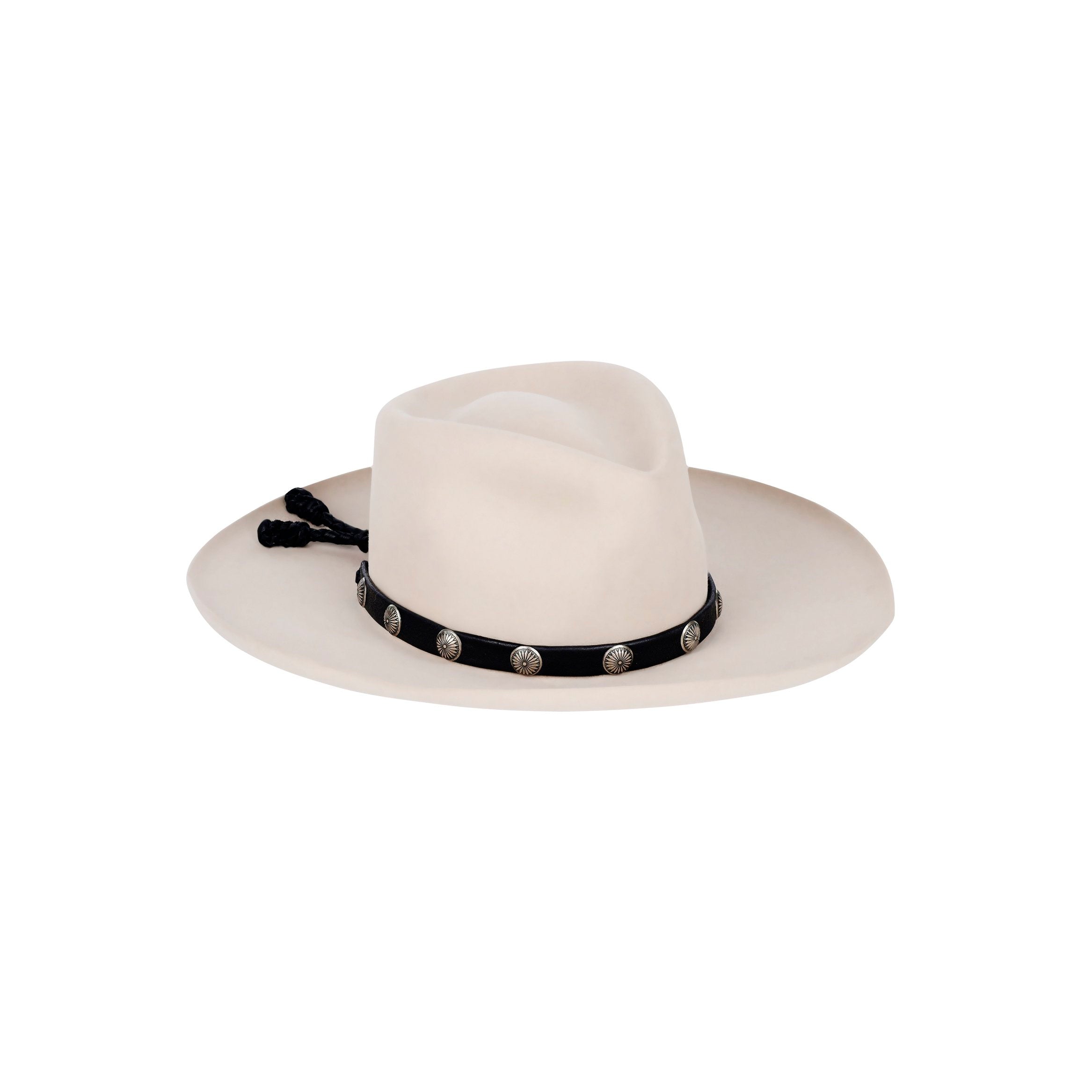 Lampman Leather Hat Band with Silver Conchos - Black