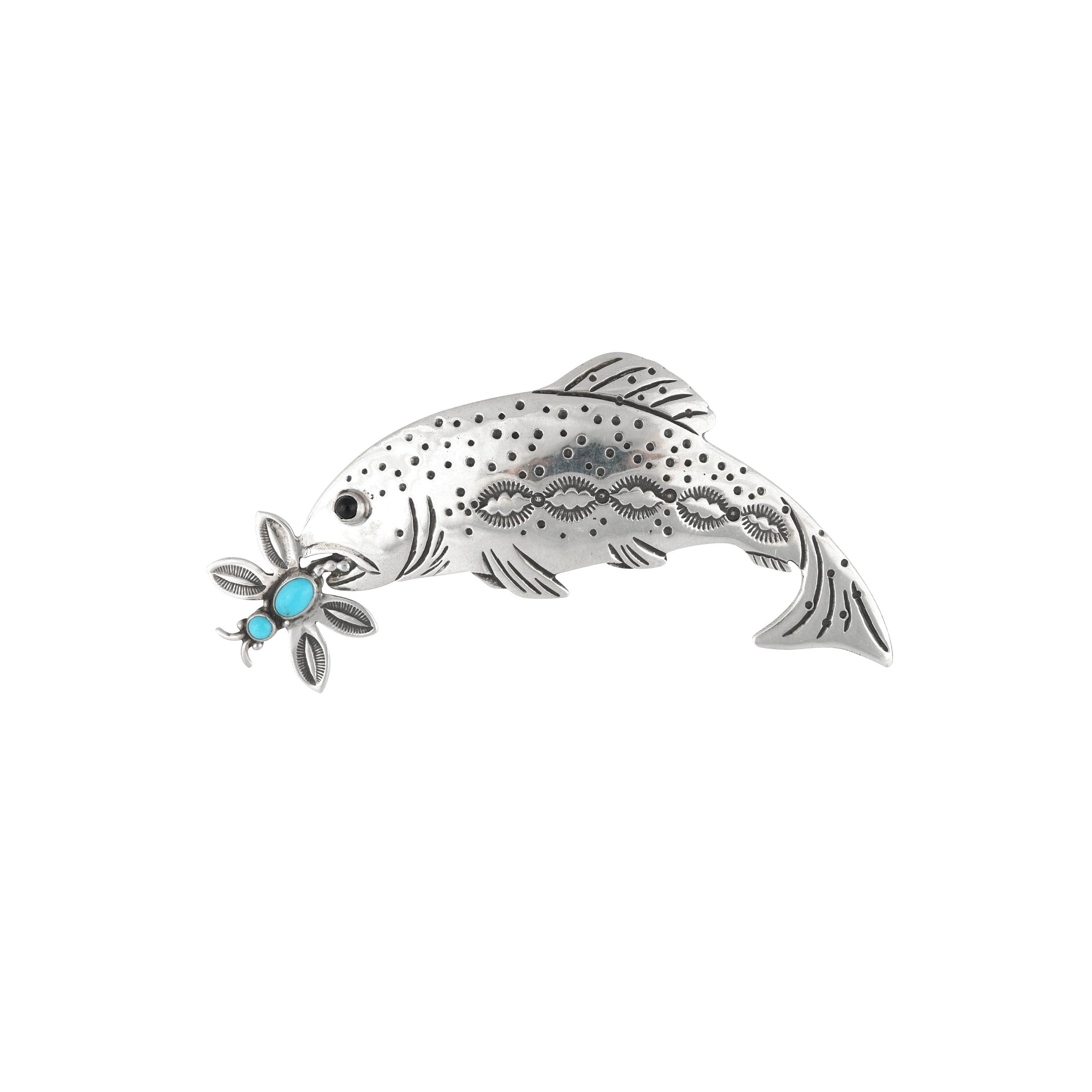 L Coriz Jumping Fish Pin