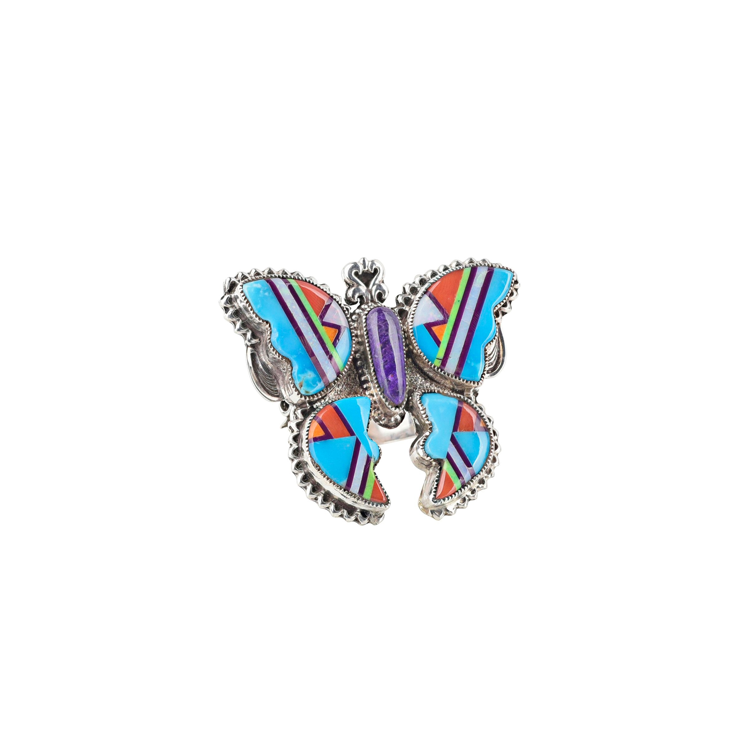 Aldrich Art Inlay Butterly Ring - Size 8