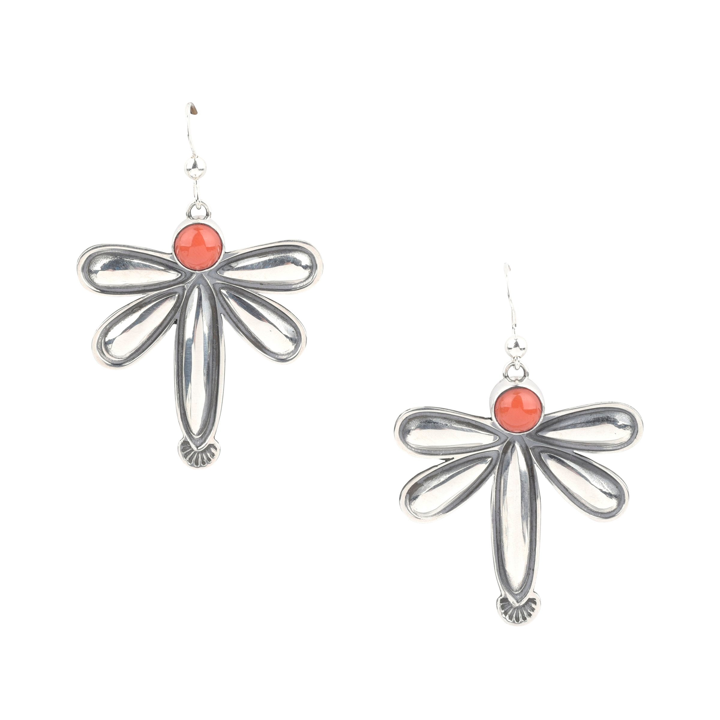 Jennifer Medina Dragonfly Earrings - Coral