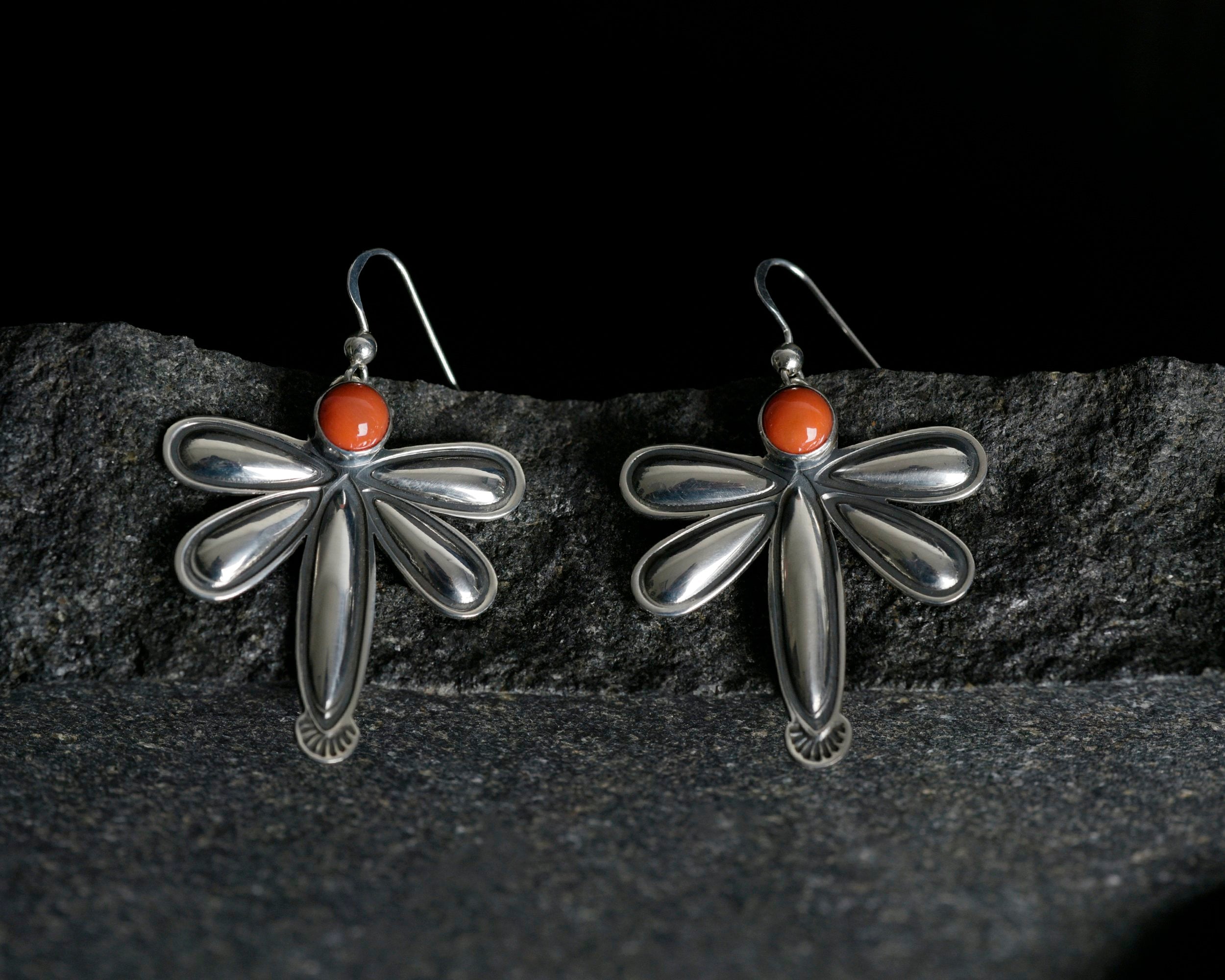 Jennifer Medina Dragonfly Earrings - Coral