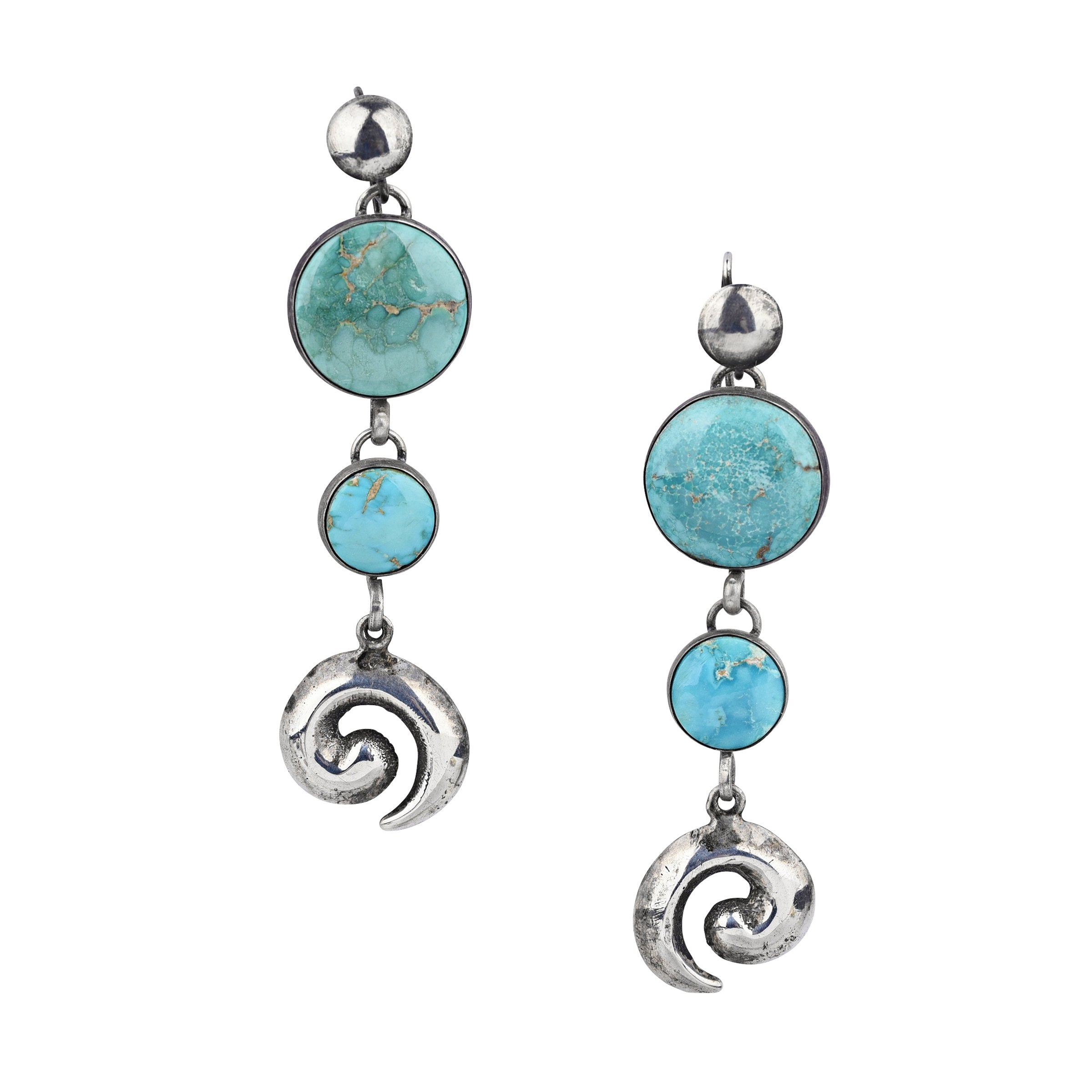 Vintage Re-Purposed Blue Gem Swirl Earrings