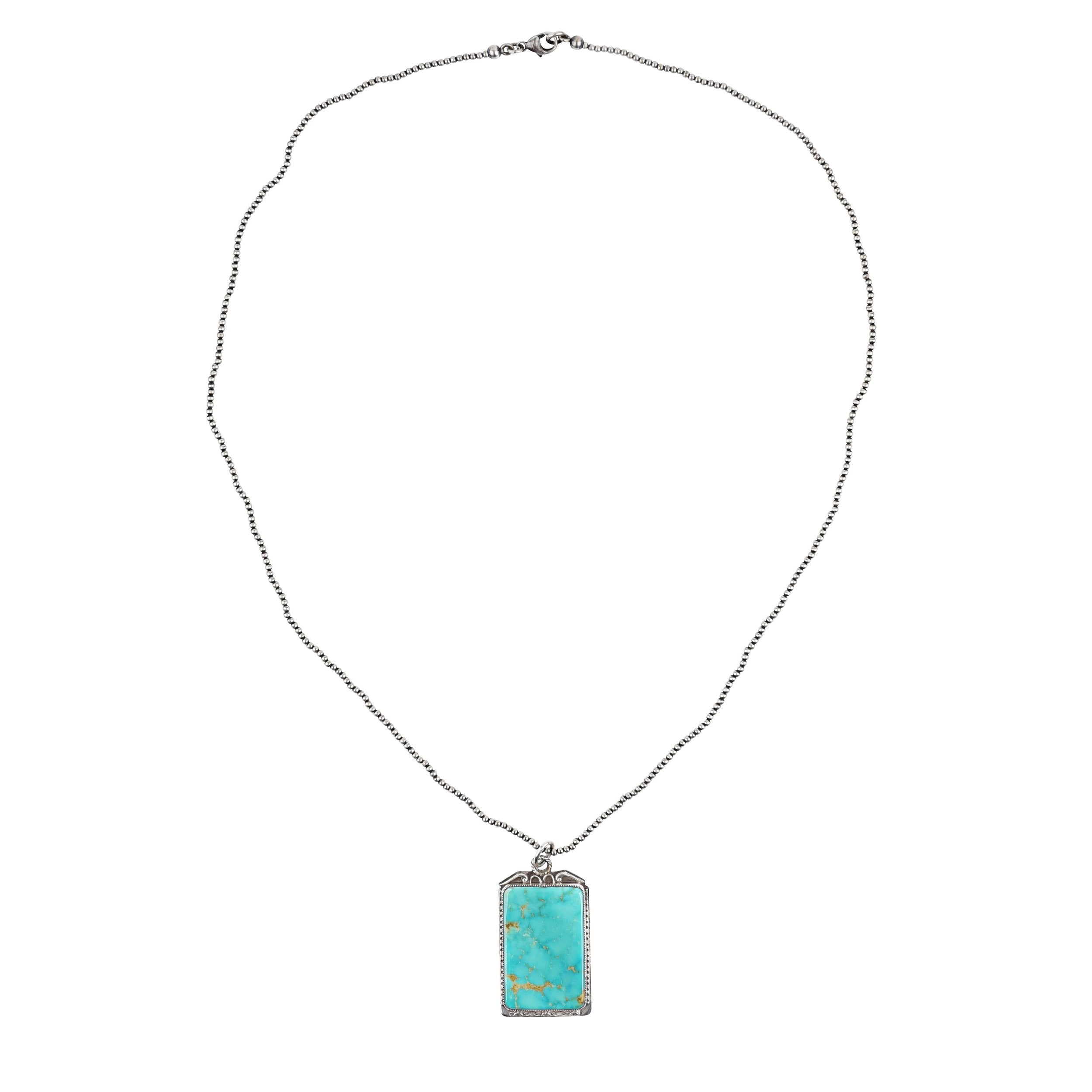 Aldrich Art Turquoise Dog Tag Necklace