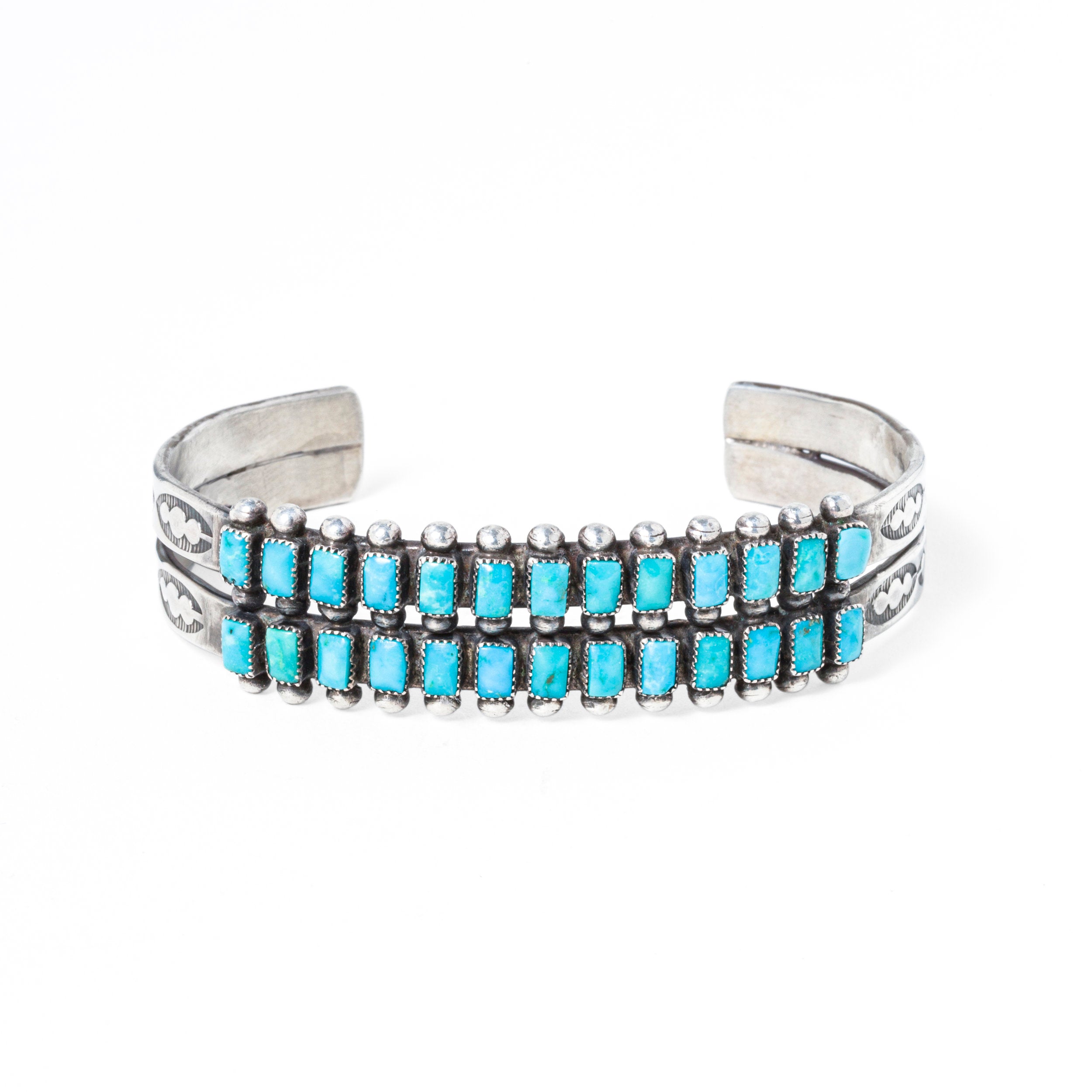 Vintage Zuni Turquoise Row Cuff, c. 1950