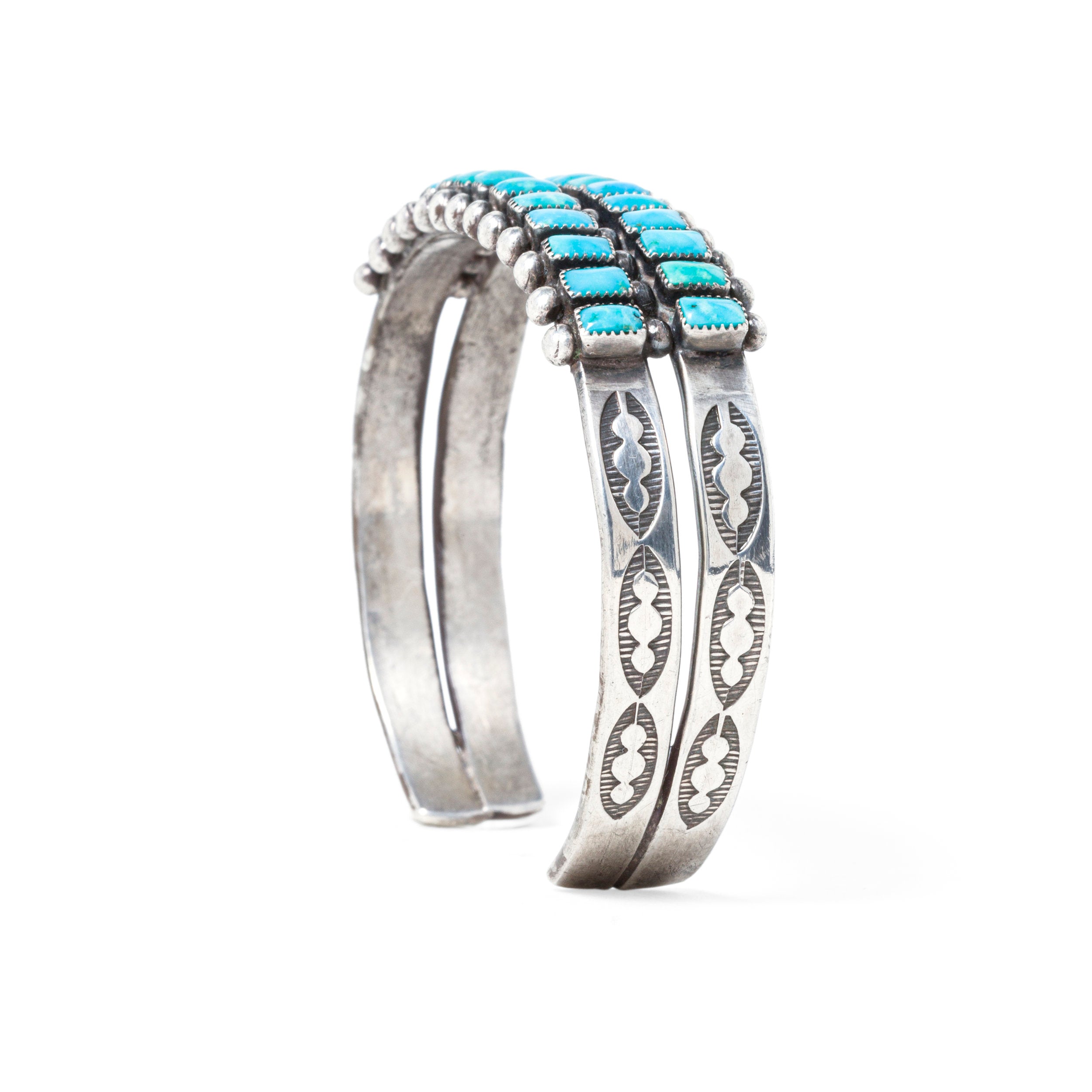 Vintage Zuni Turquoise Row Cuff, c. 1950