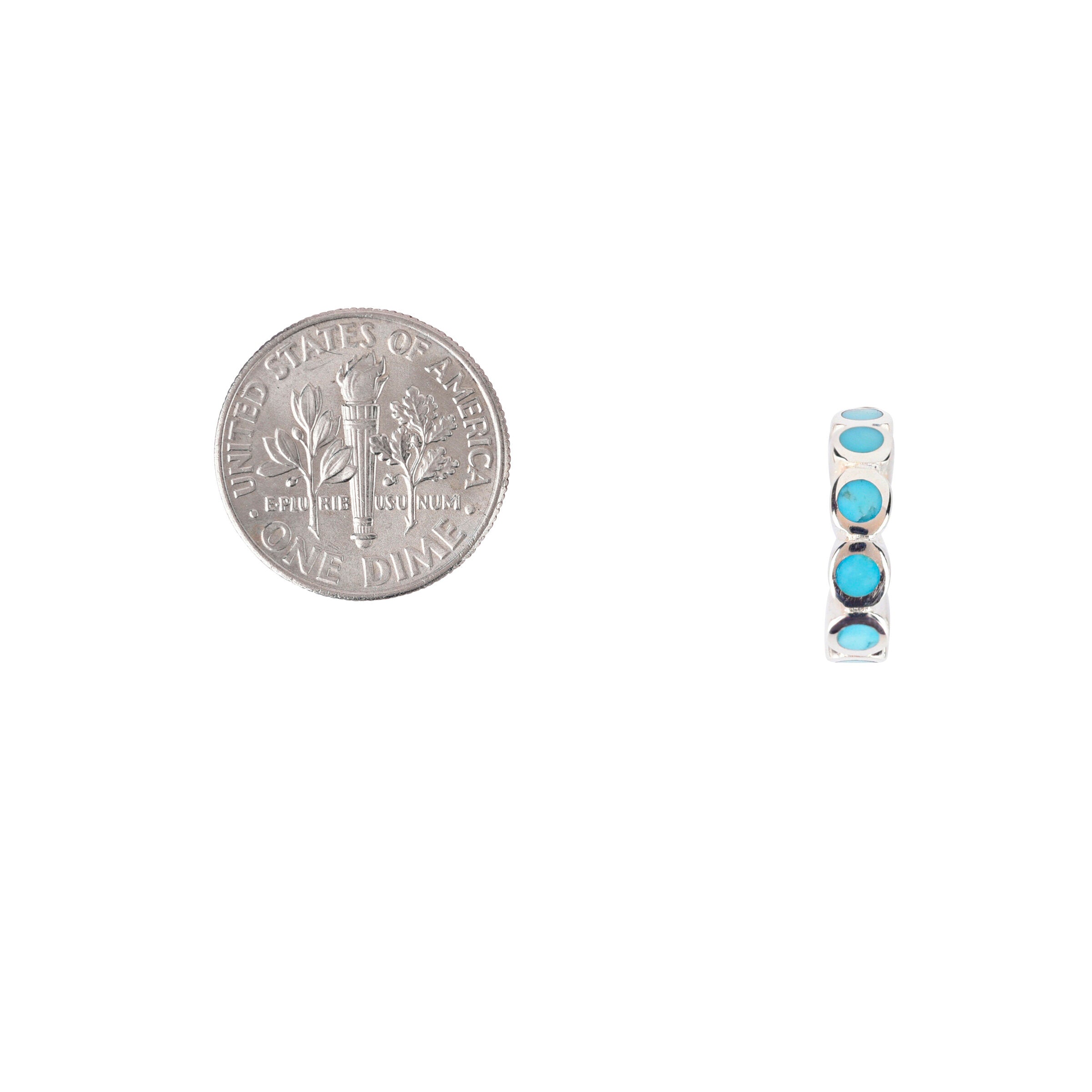 Turquoise Dot Inlay Hoop Earrings