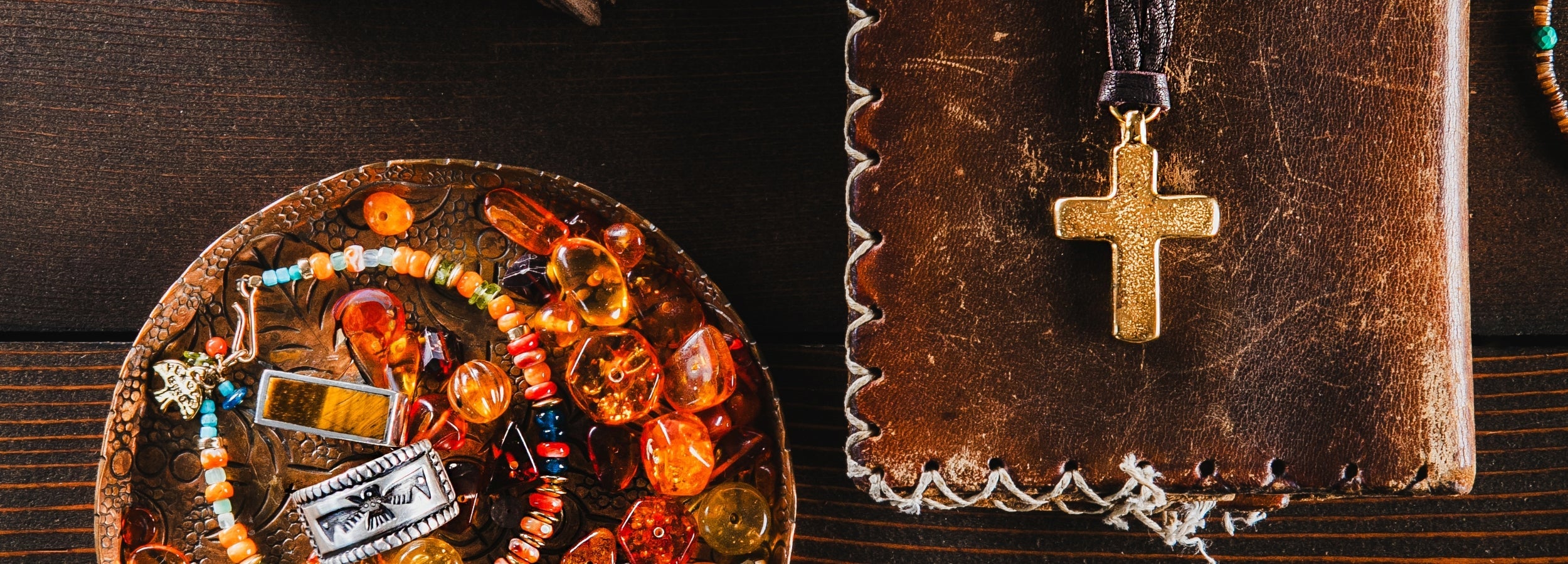 Mixed Metals Collection of Silver and Gold beaded jewelry inspired by the Southwest and its glowing hues