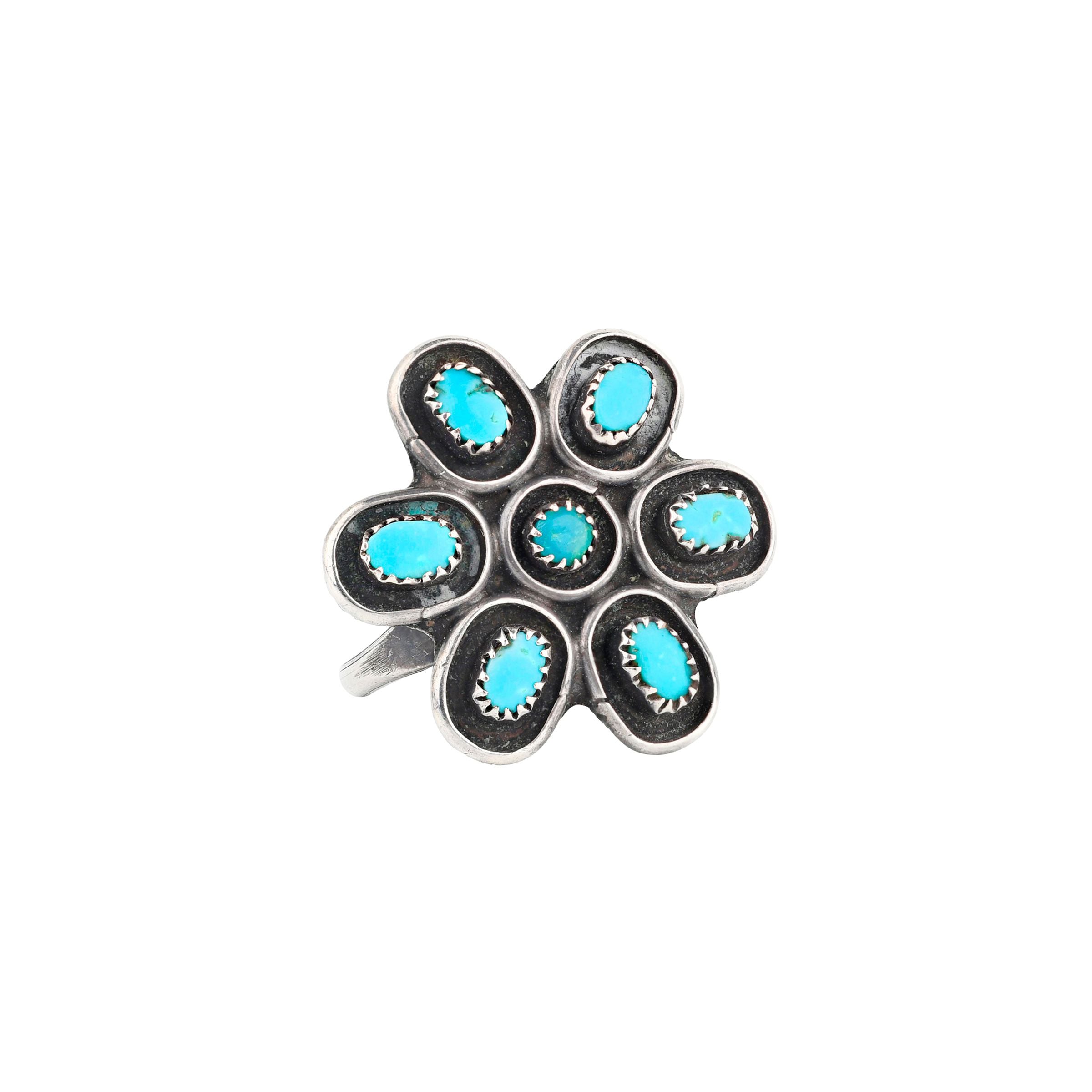 Vintage Navajo Turquoise Ring Size 6, C. 1950's