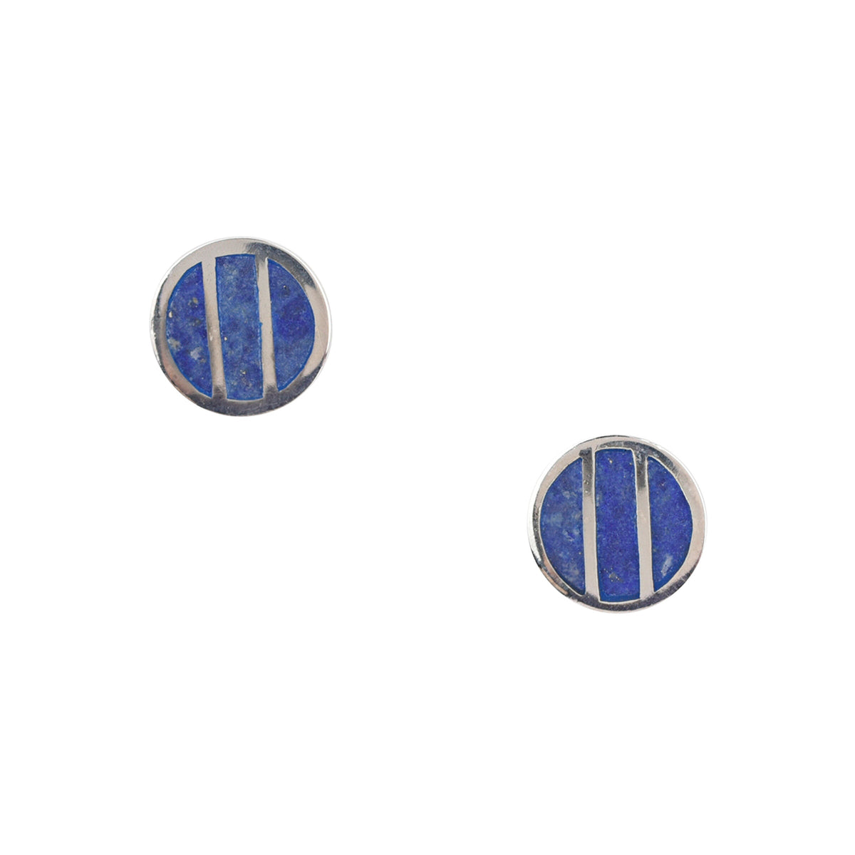 Sterling silver inlay earrings with lapis stones.