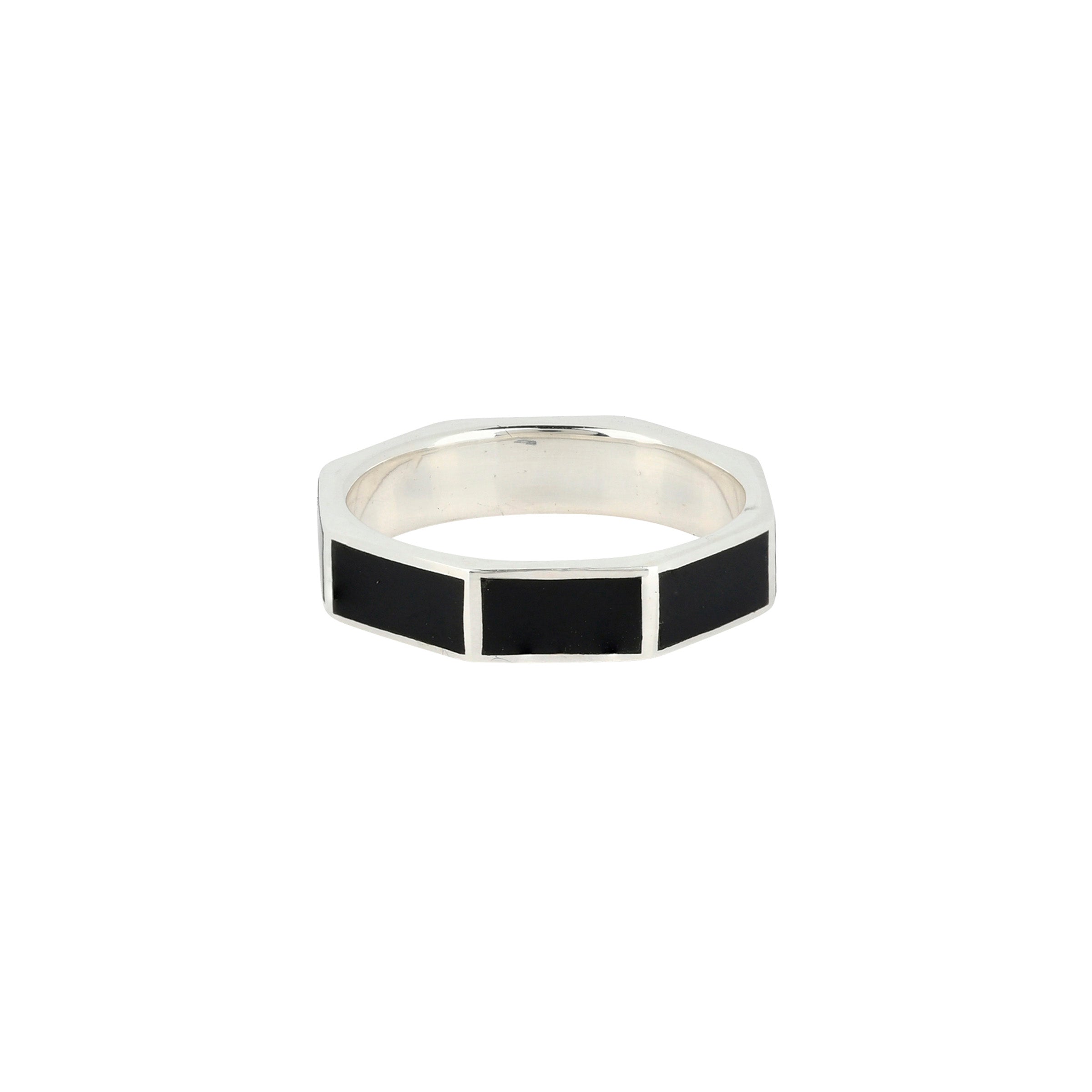 Sterling Silver Onyx inlay band ring