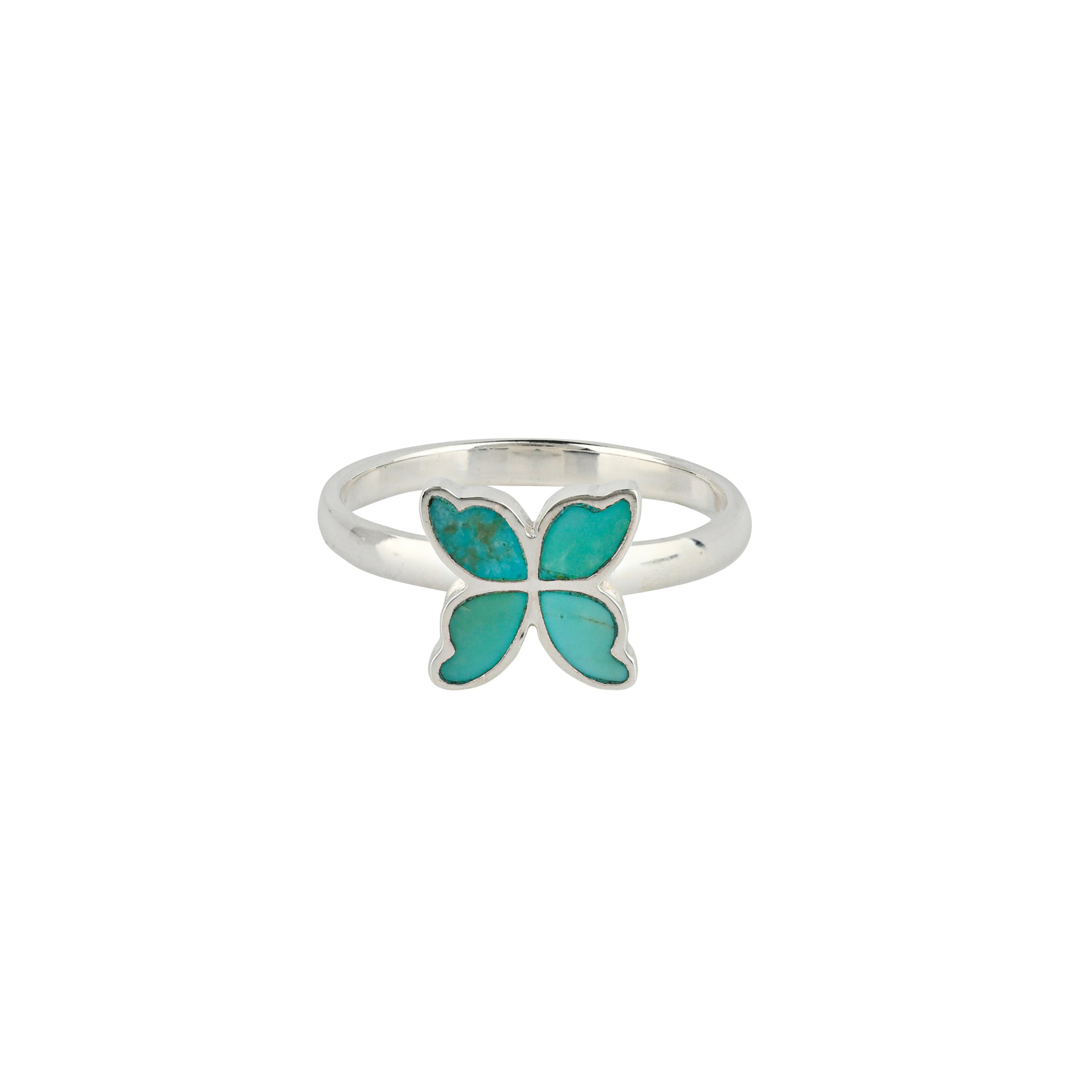 Sterling Silver and Turquoise inlay ring in Butterfly design. 