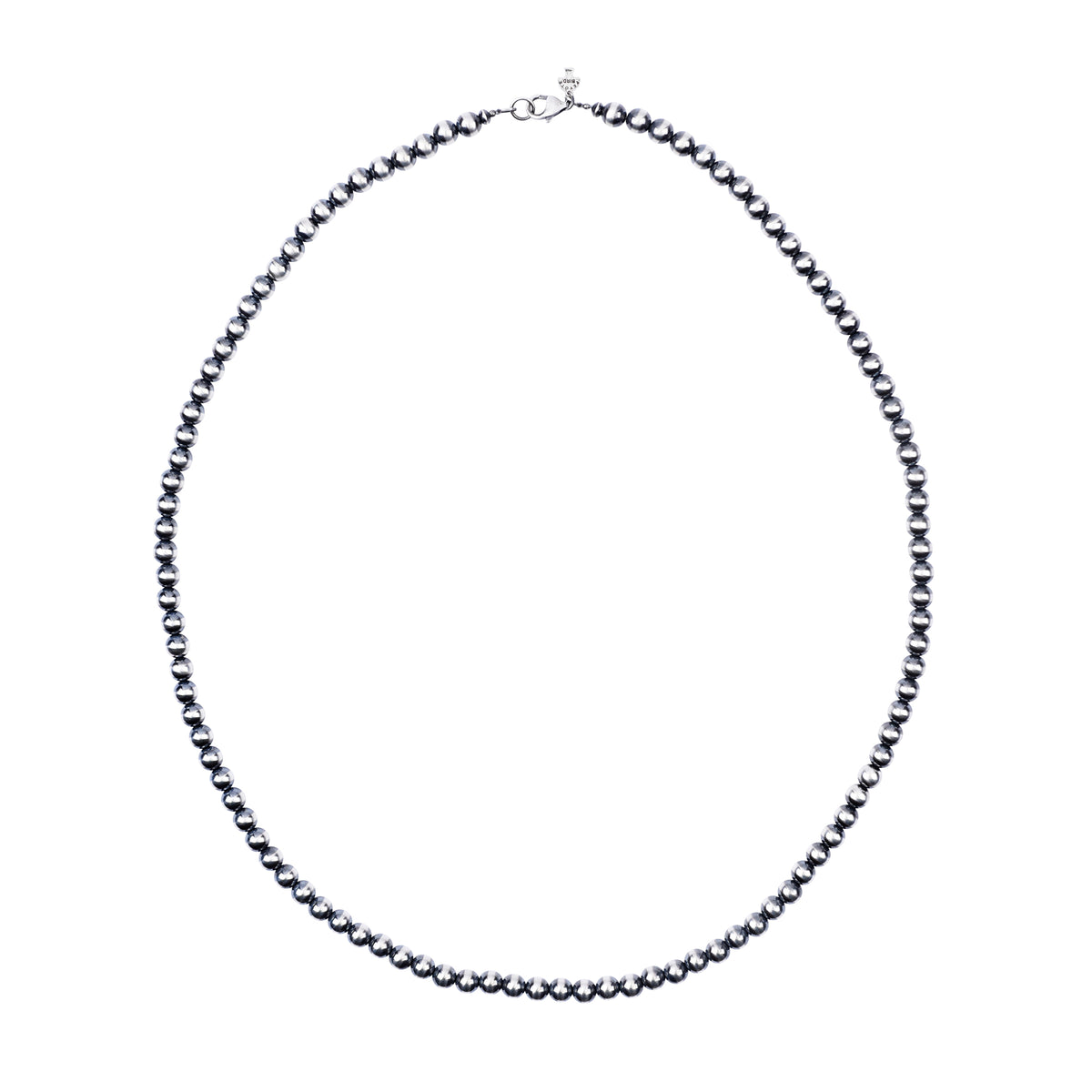 Sterling silver desert pearl necklace with a hand oxidized finish.