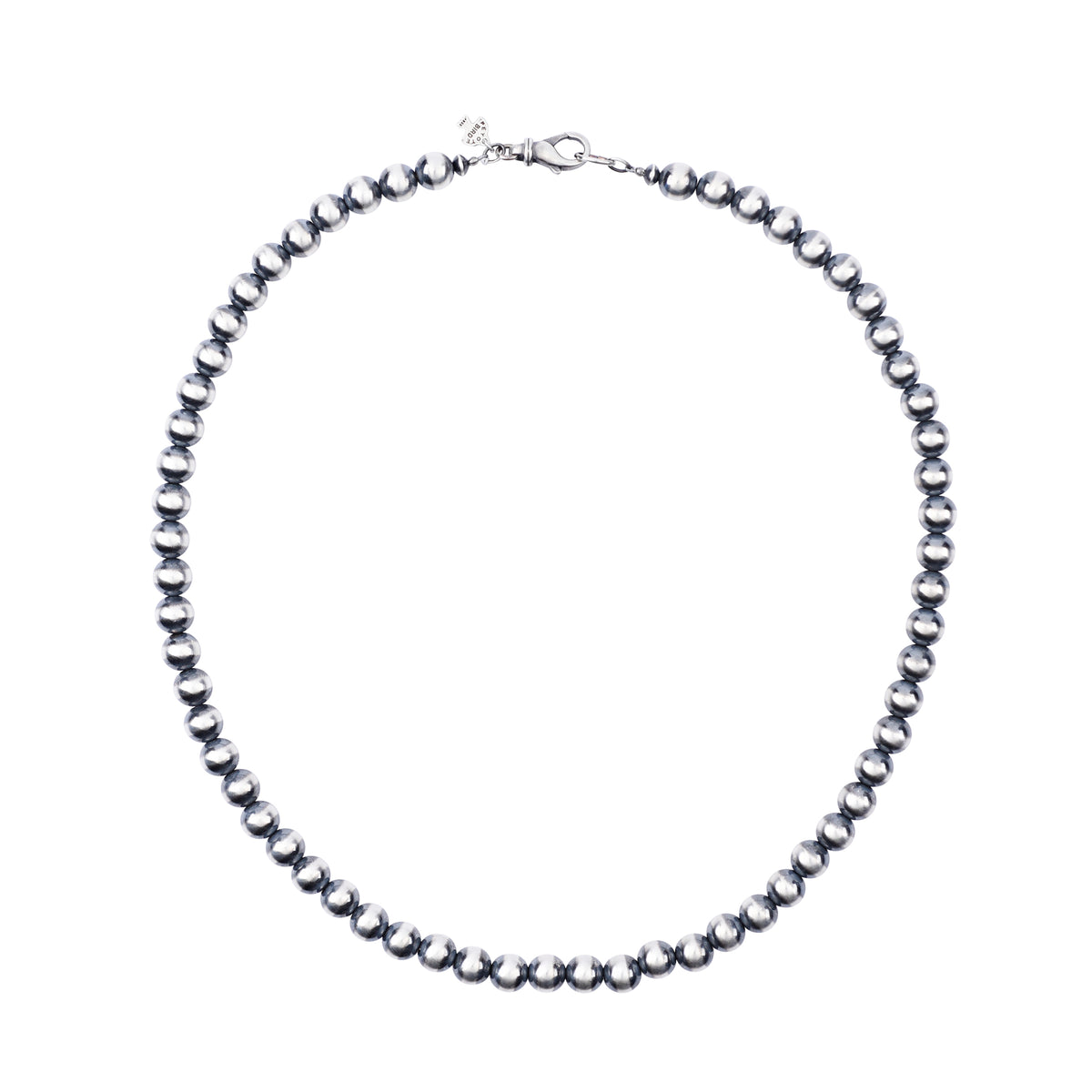 Sterling silver desert pearl necklace with a hand oxidized finish.