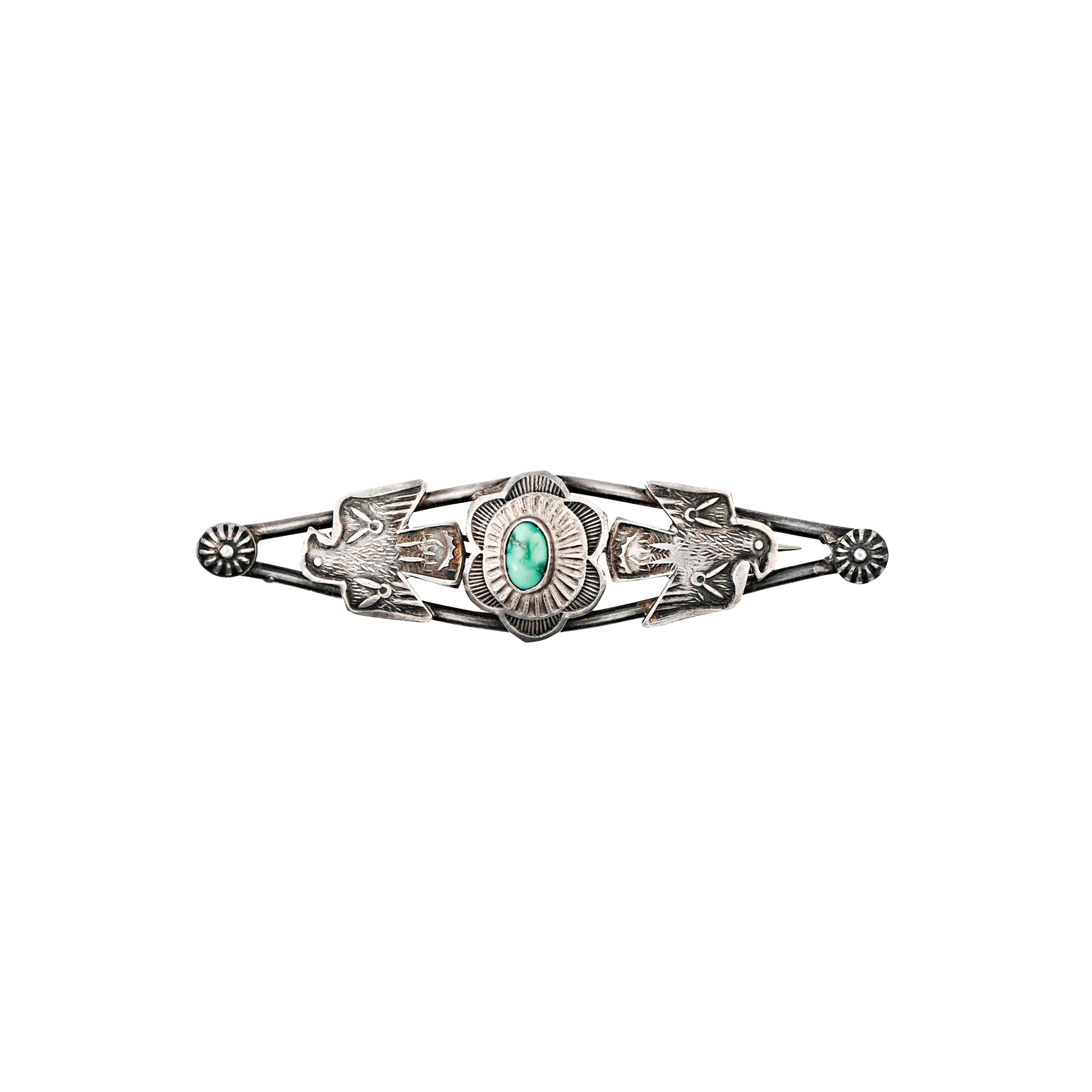 vintage navajo with turquoise inlay and bird design
