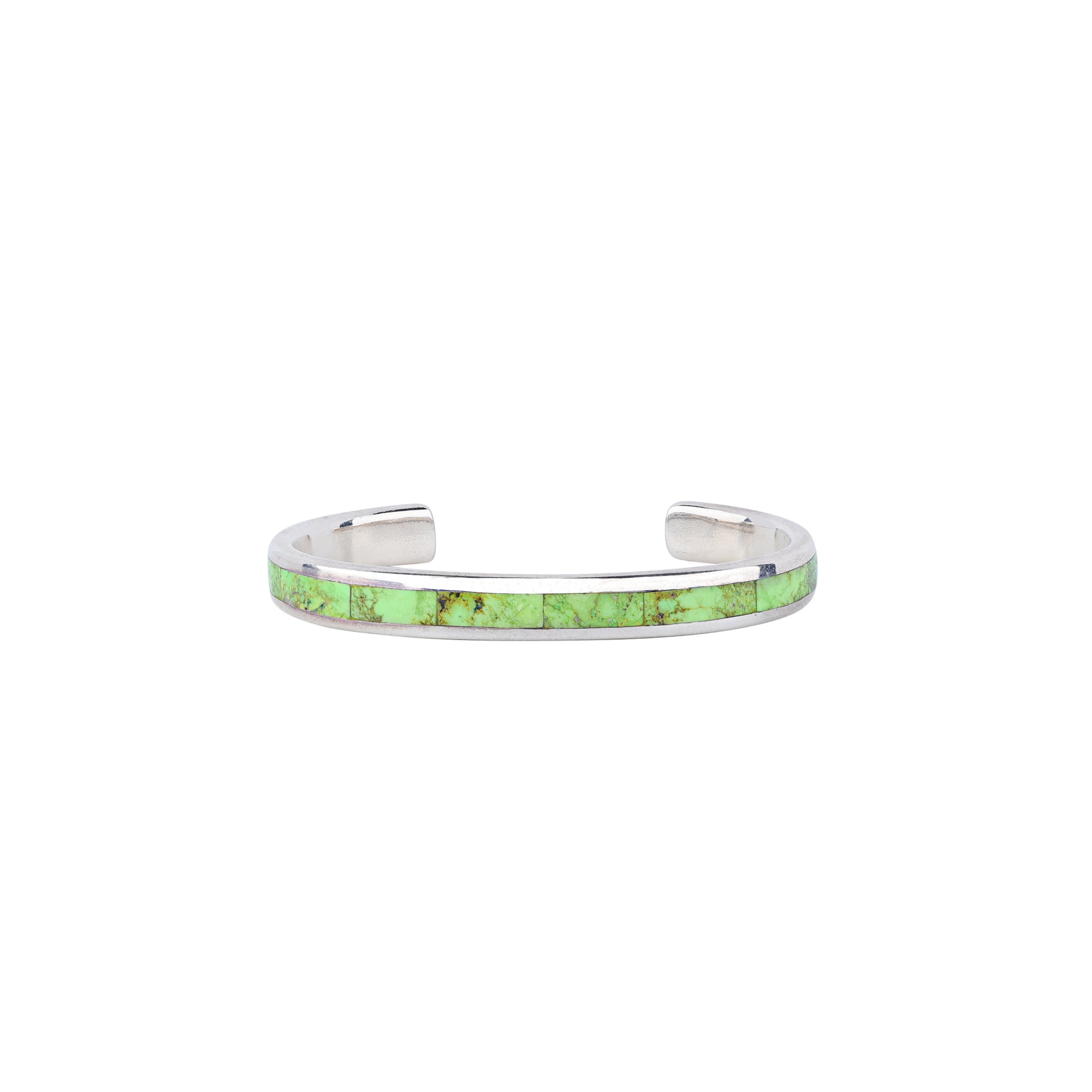 The vintage inspired Trail cuff from our Bird and Arrow line that features sterling silver with Gaspeite stone inlay.  